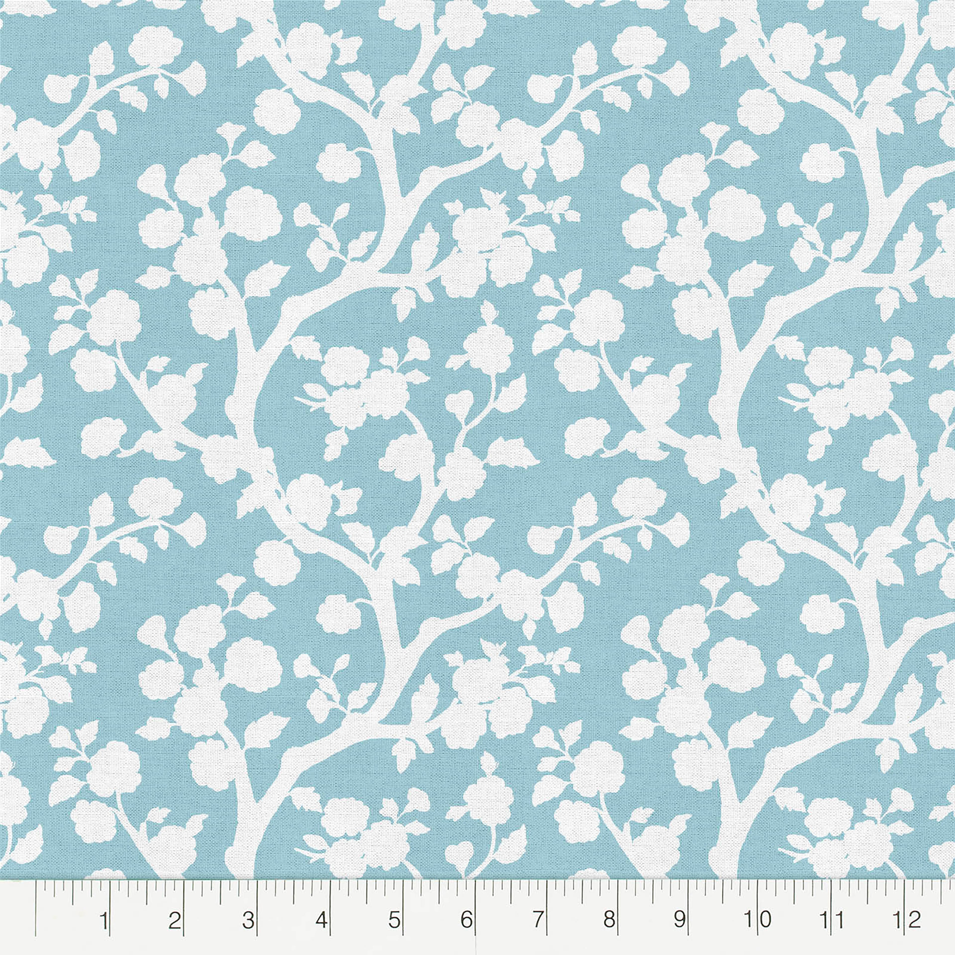 Madcap Cottage Prints Charming Blue Cherry Blossom Cotton Fabric
