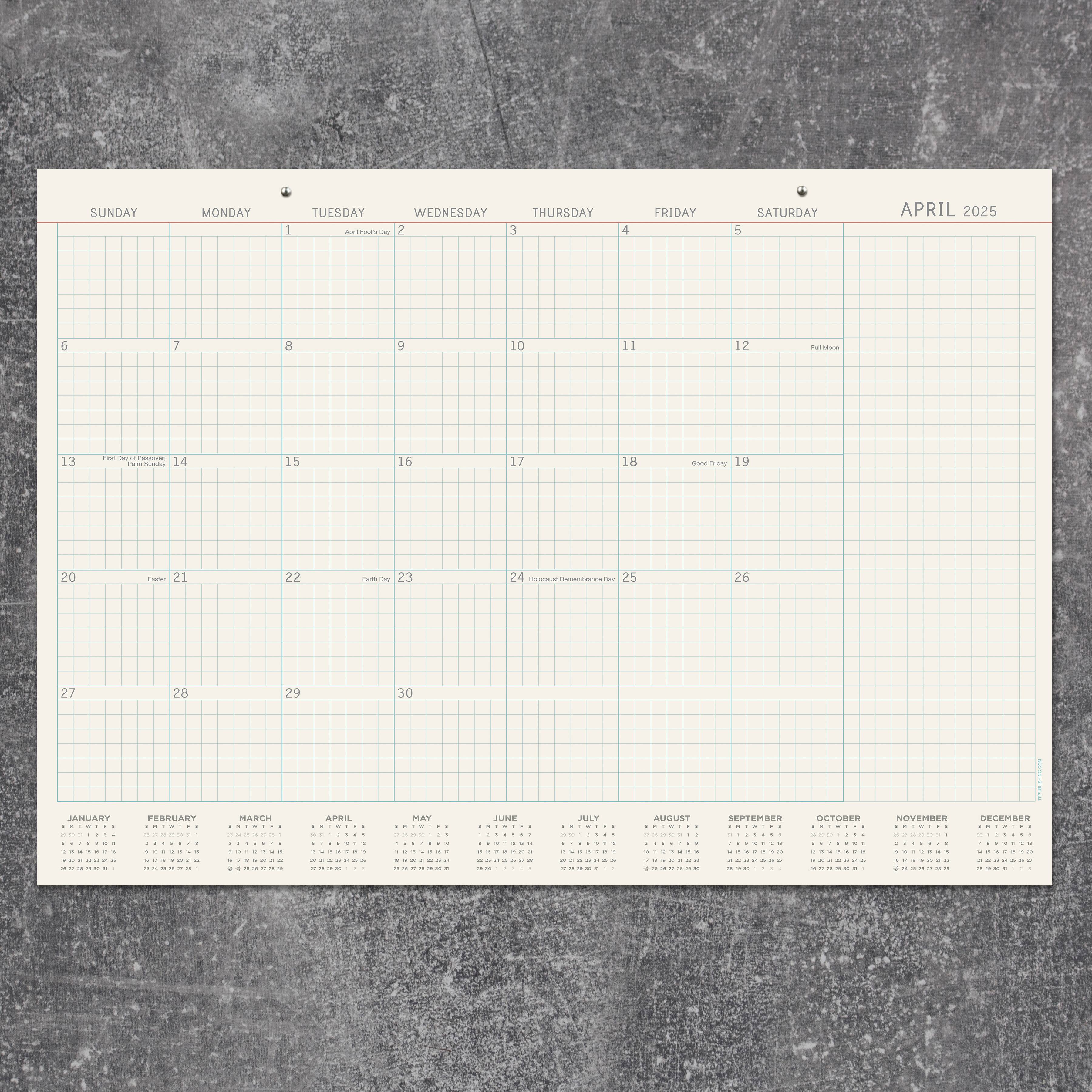 TF Publishing Medium 2025 Vintage Professional Monthly Blotter Desk Pad Calendar
