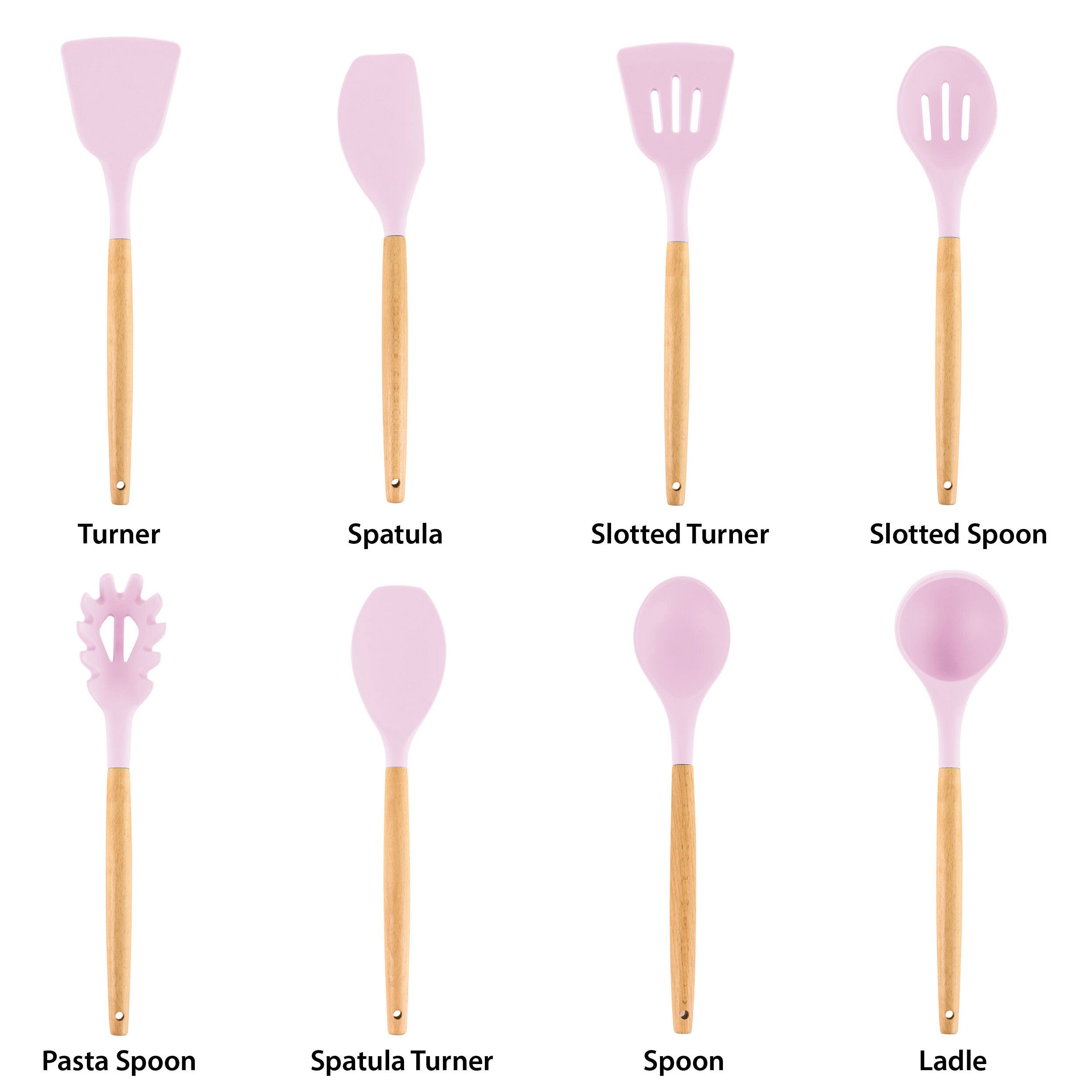 MegaChef Pink Silicone & Wood Cooking Utensils Set, 9ct.