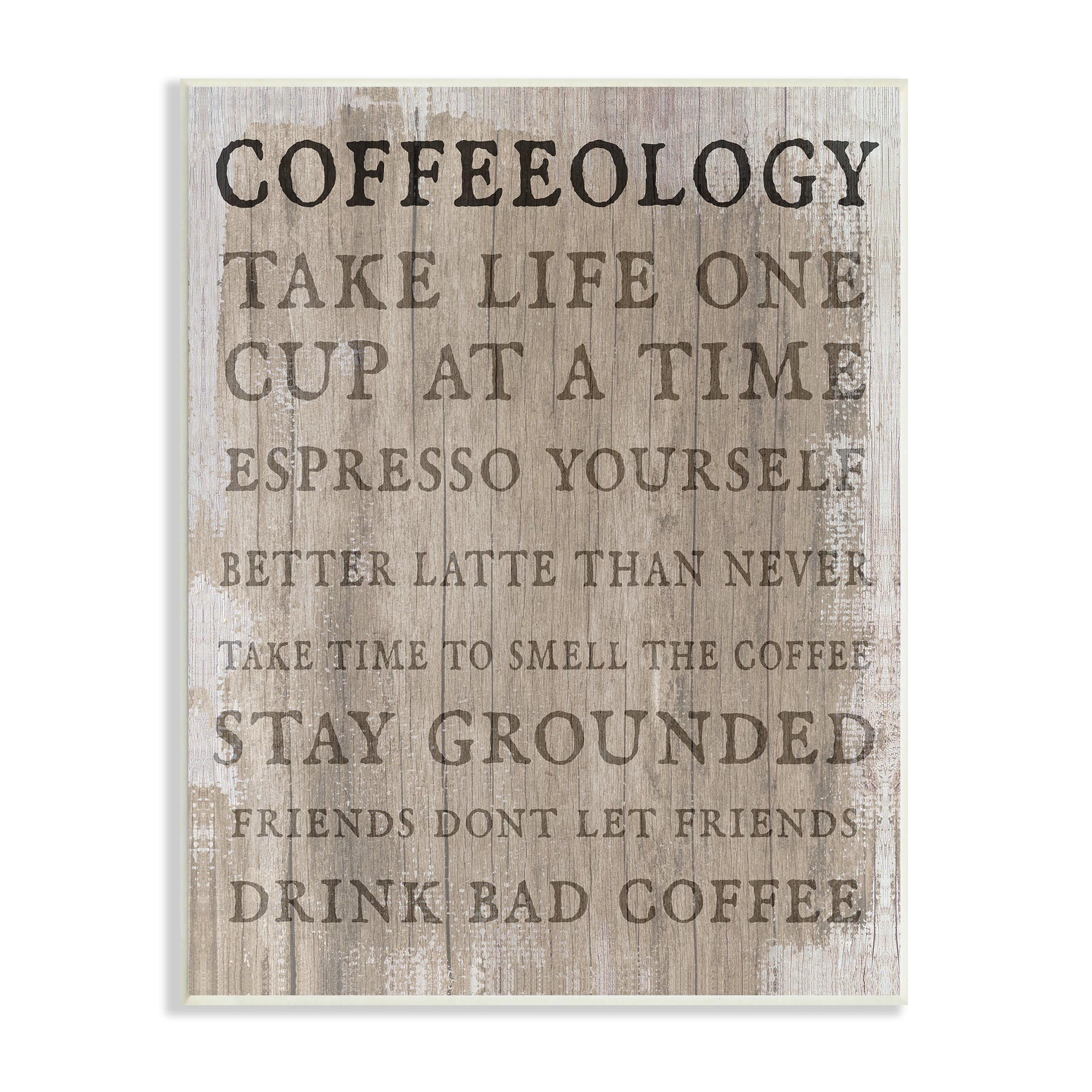 Stupell Industries Rustic Coffeeology Sign Espresso Positivity Phrases Drink Puns Wall Plaque