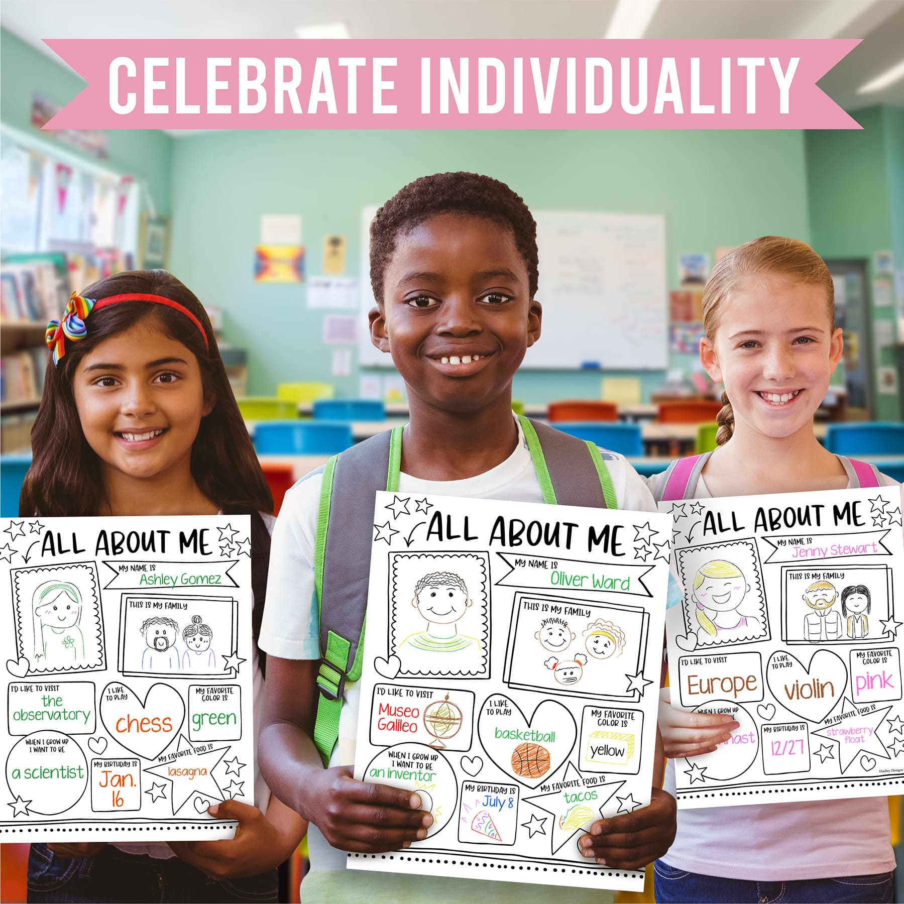 Hadley Designs 11" x 14" Star Student Read All About Me Posters, 20ct.