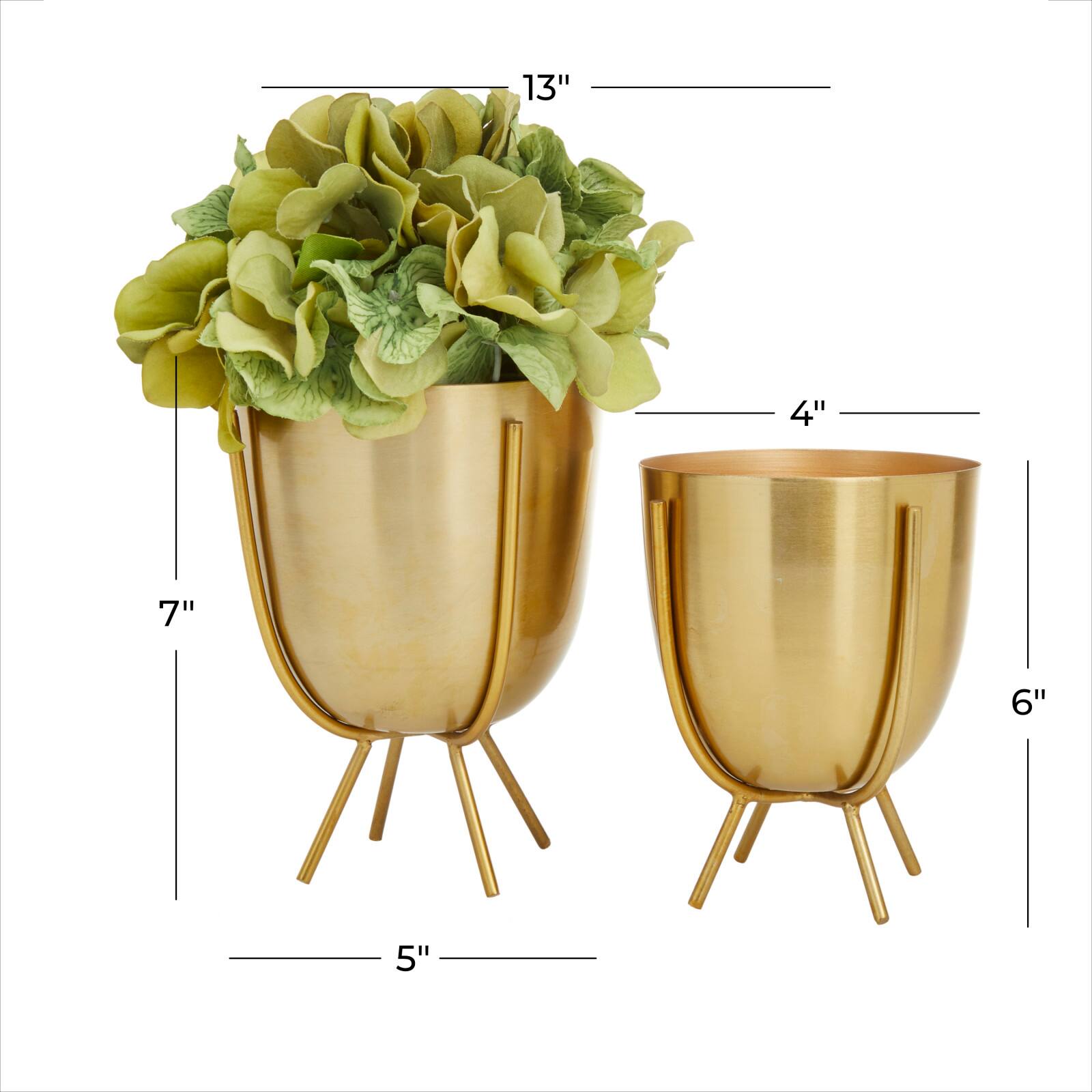 Gold Contemporary Planter, Set of 2" 6", 7"