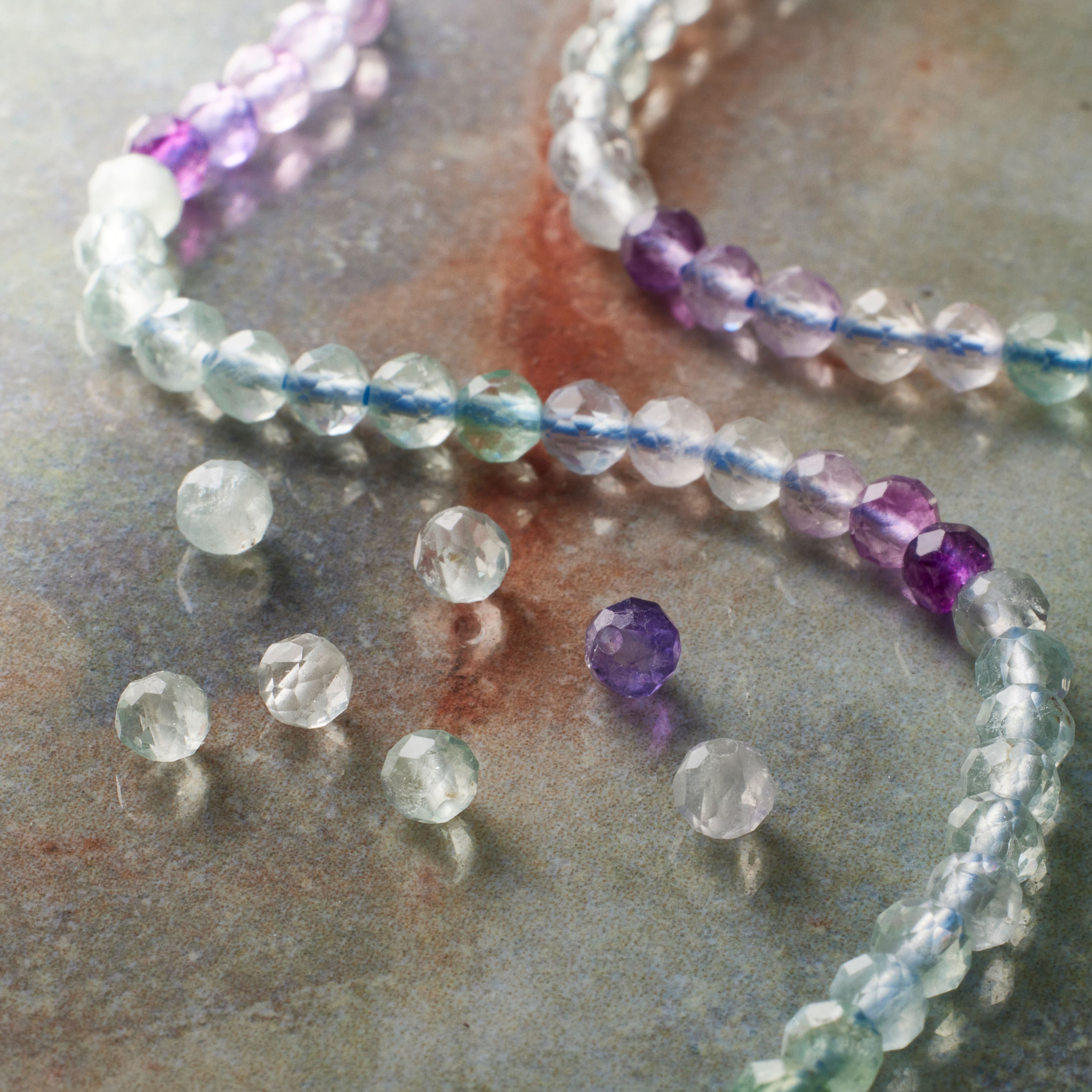 12 Pack: Mix Ombre Fluorite Faceted Round Beads, 2.5mm by Bead Landing™