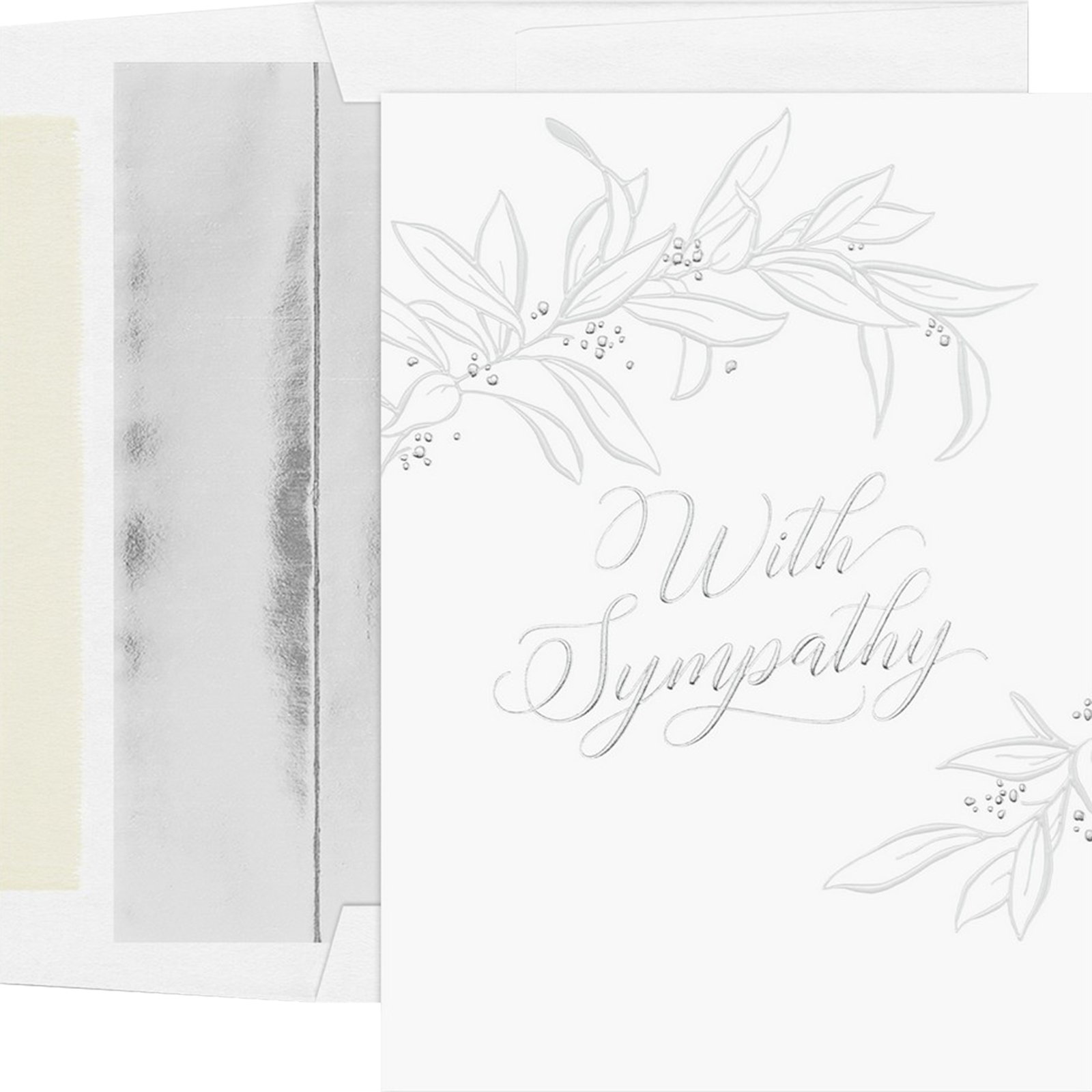 JAM Paper Silver Foil Greenery Sympathy Cards, 25ct.