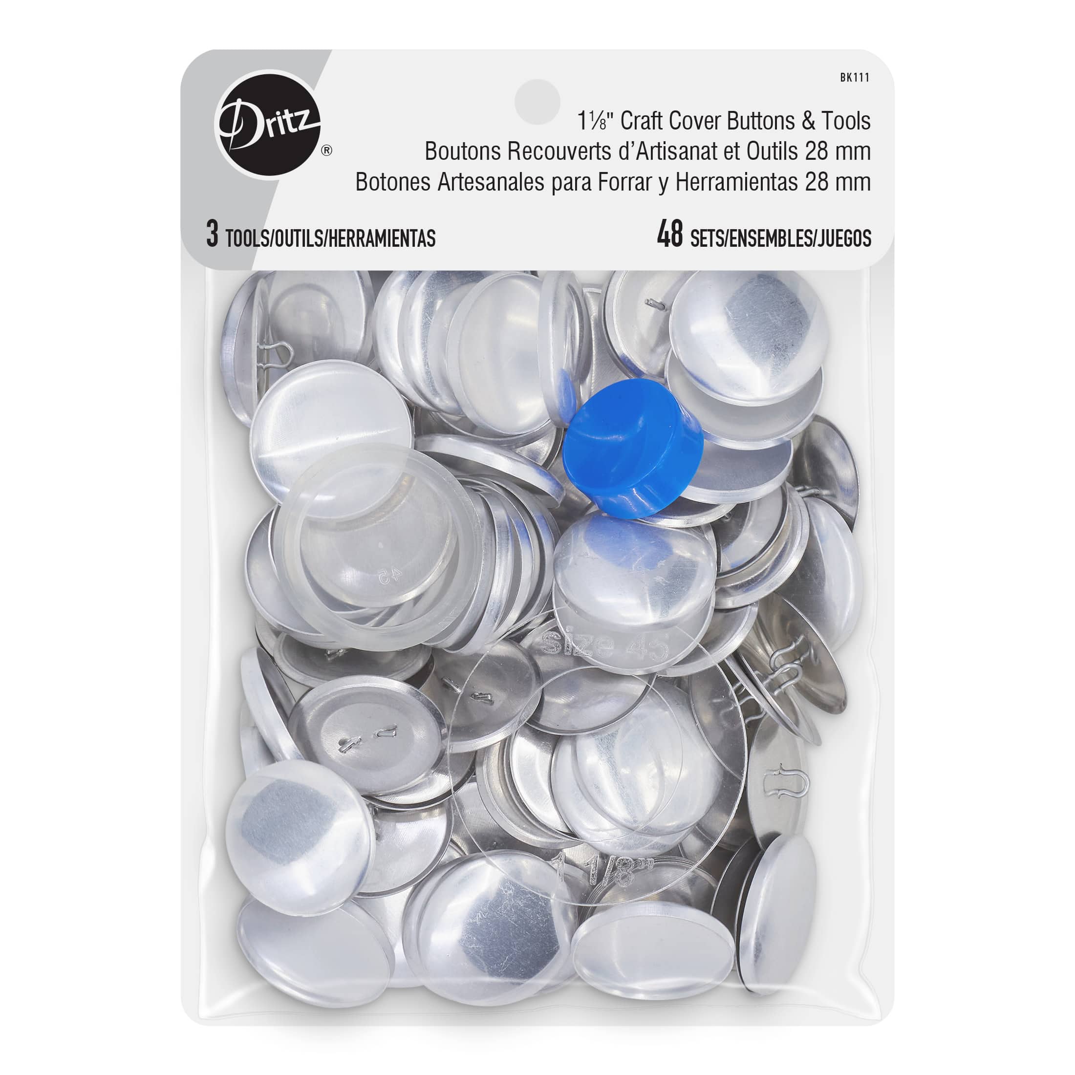 Dritz&#xAE; Silver Craft Cover Buttons &#x26; Tools, 48 Sets