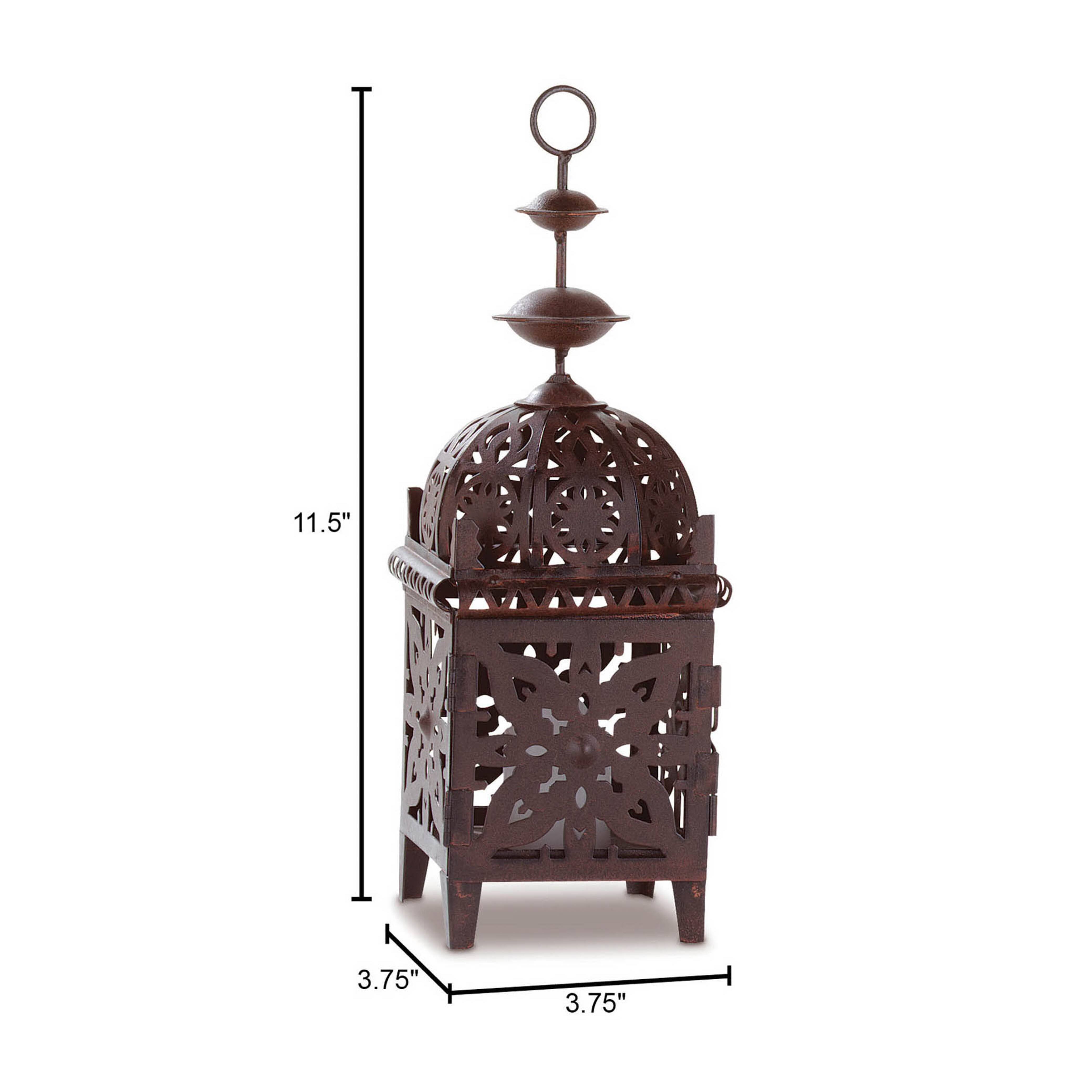 11.5" Bronze Metal Moroccan Candle Lantern
