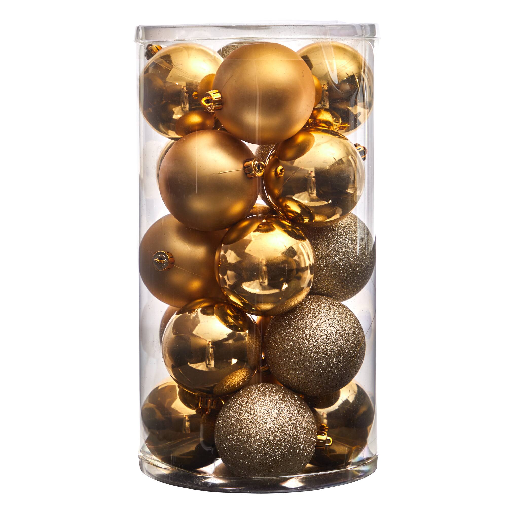 20ct. 3&#x22; Gold Shatterproof Christmas Ornaments