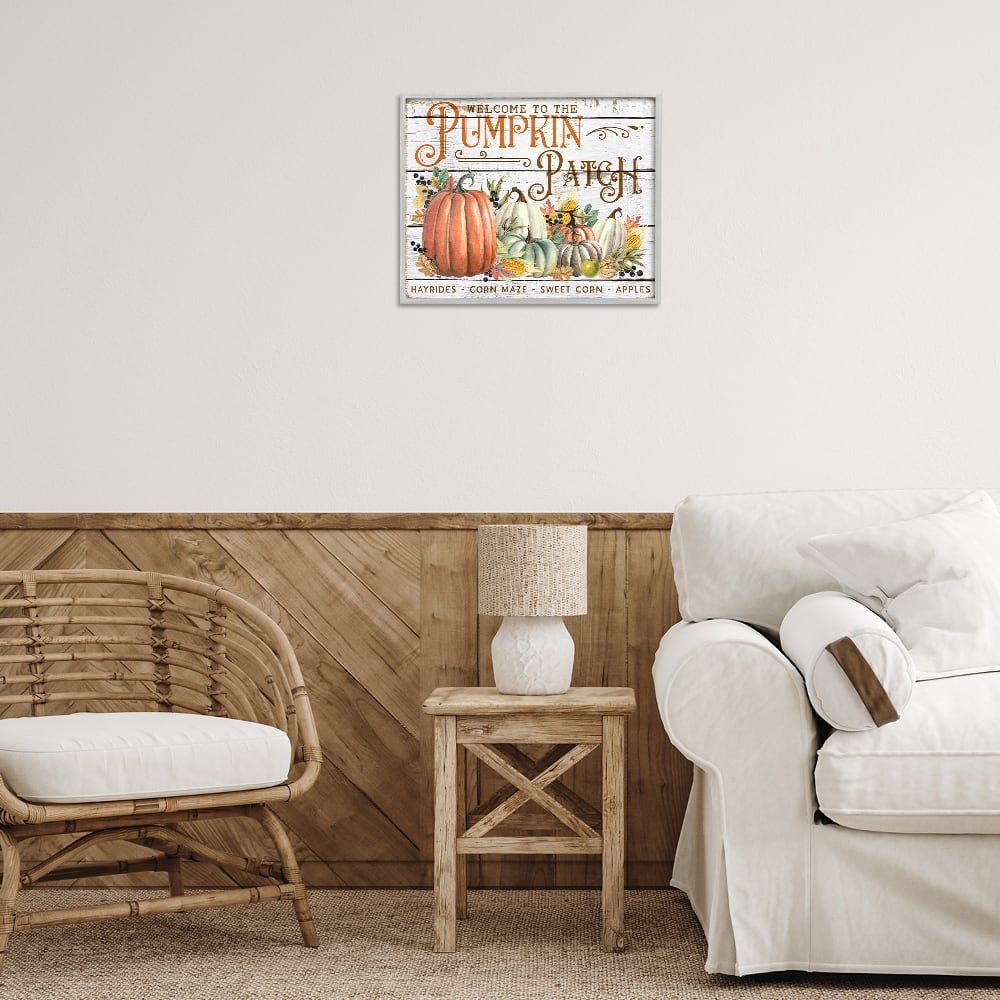 Stupell Industries Welcome Pumpkin Patch Framed Giclee Art