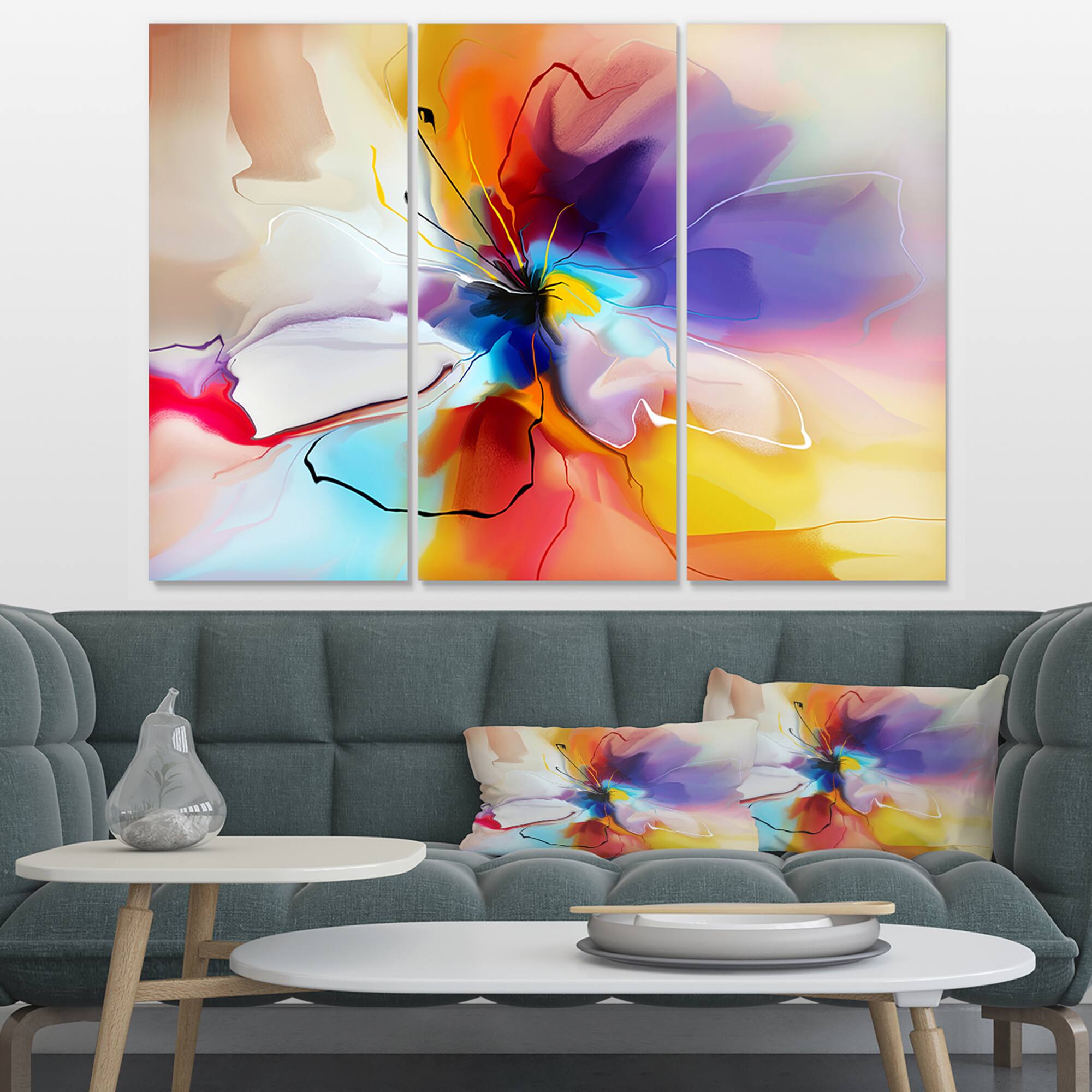 Designart - Creative Flower in Multiple Colors - Large Floral canvas art