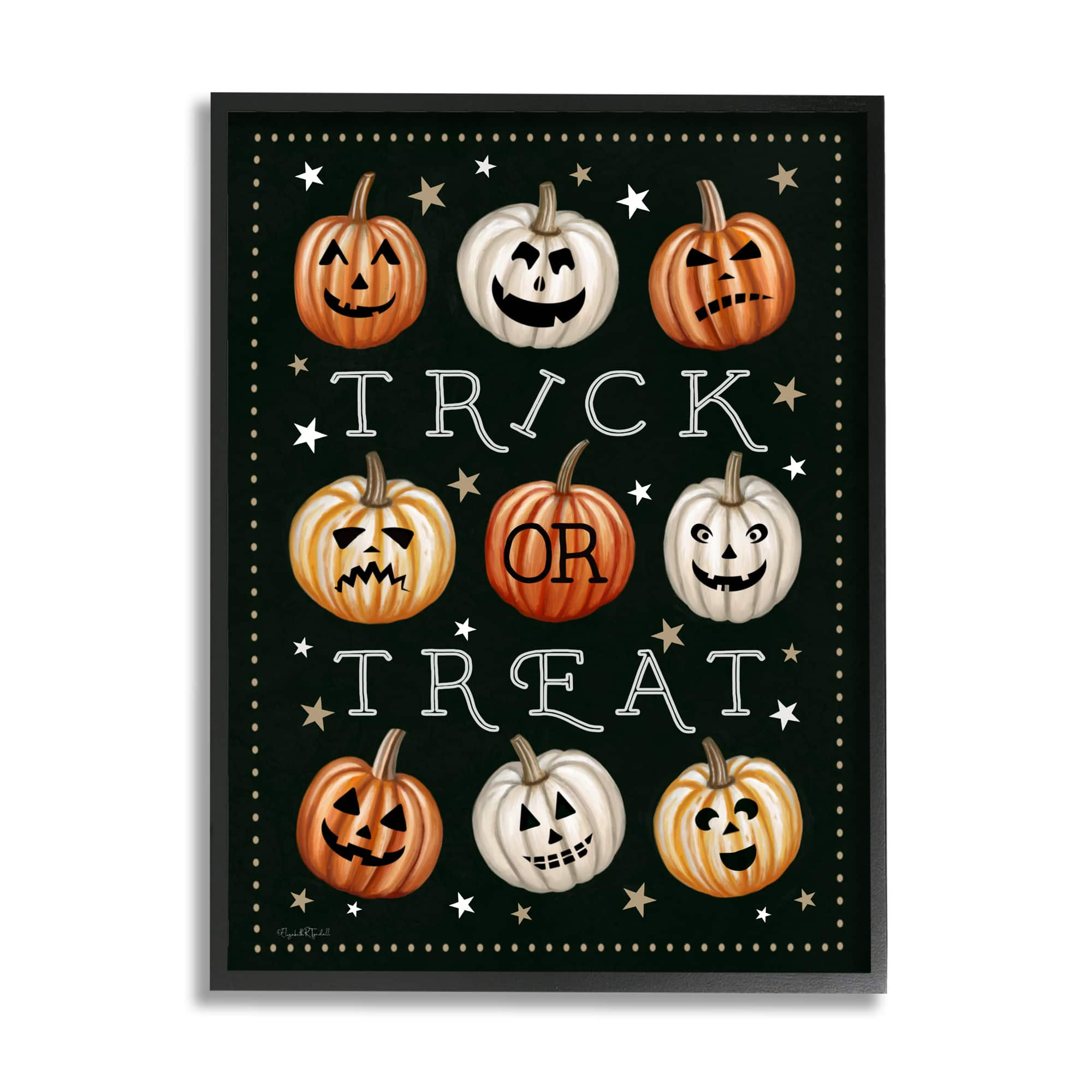 Stupell Industries Trick Or Treat Jack-o-Lanterns Framed Giclee Art