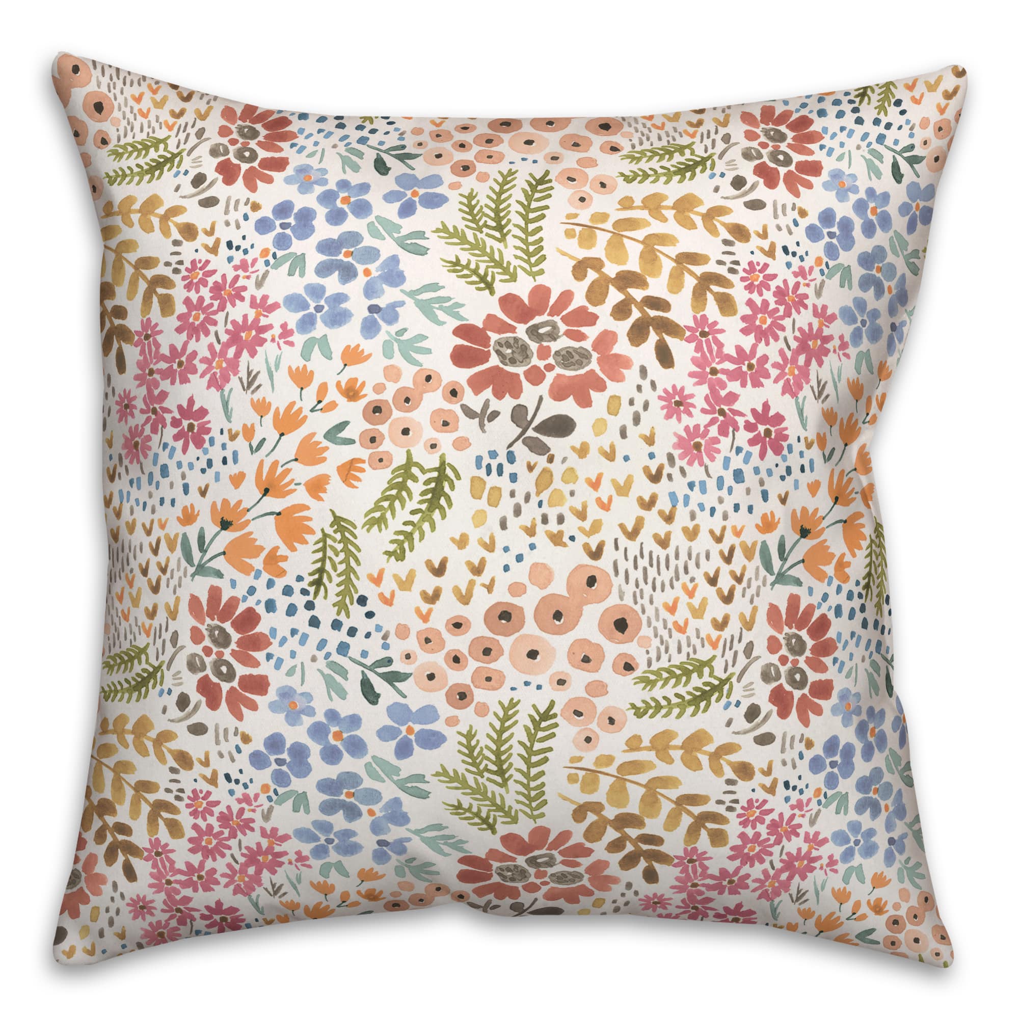 Bright Multi Floral 18&#x22; x 18&#x22; Throw Pillow