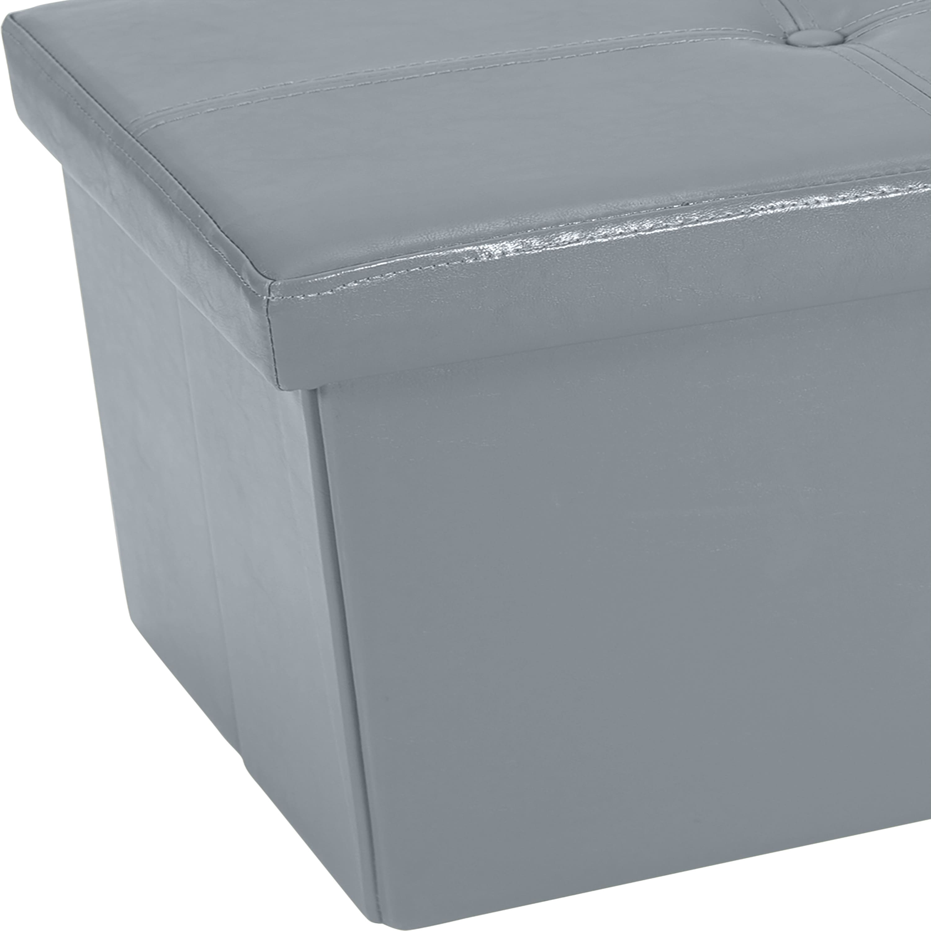 Simplify 44&#x22; Faux Leather Triple Folding Storage Ottoman