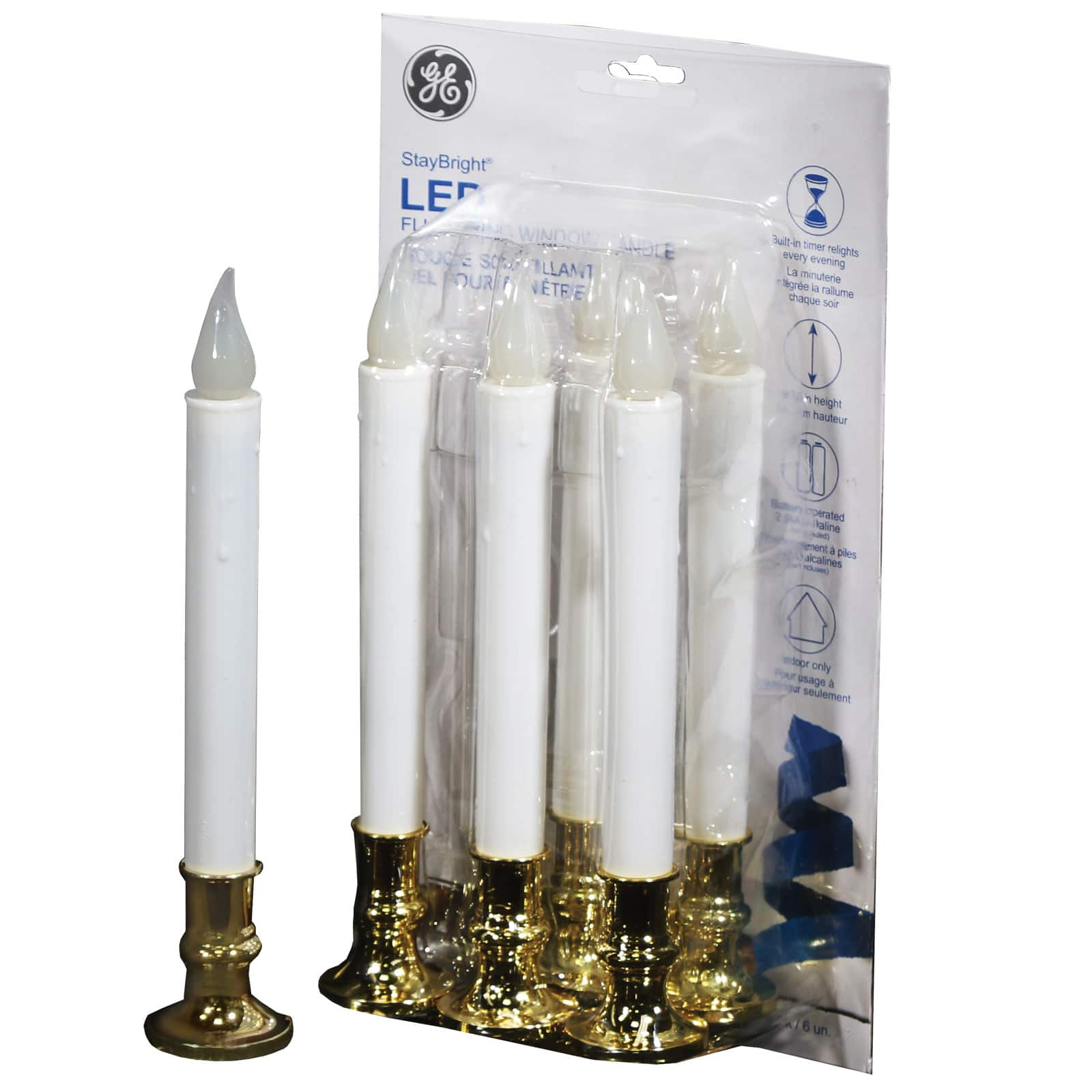 StayBright&#xAE; 9.75&#x22; Flickering LED Window Candles, 6ct.