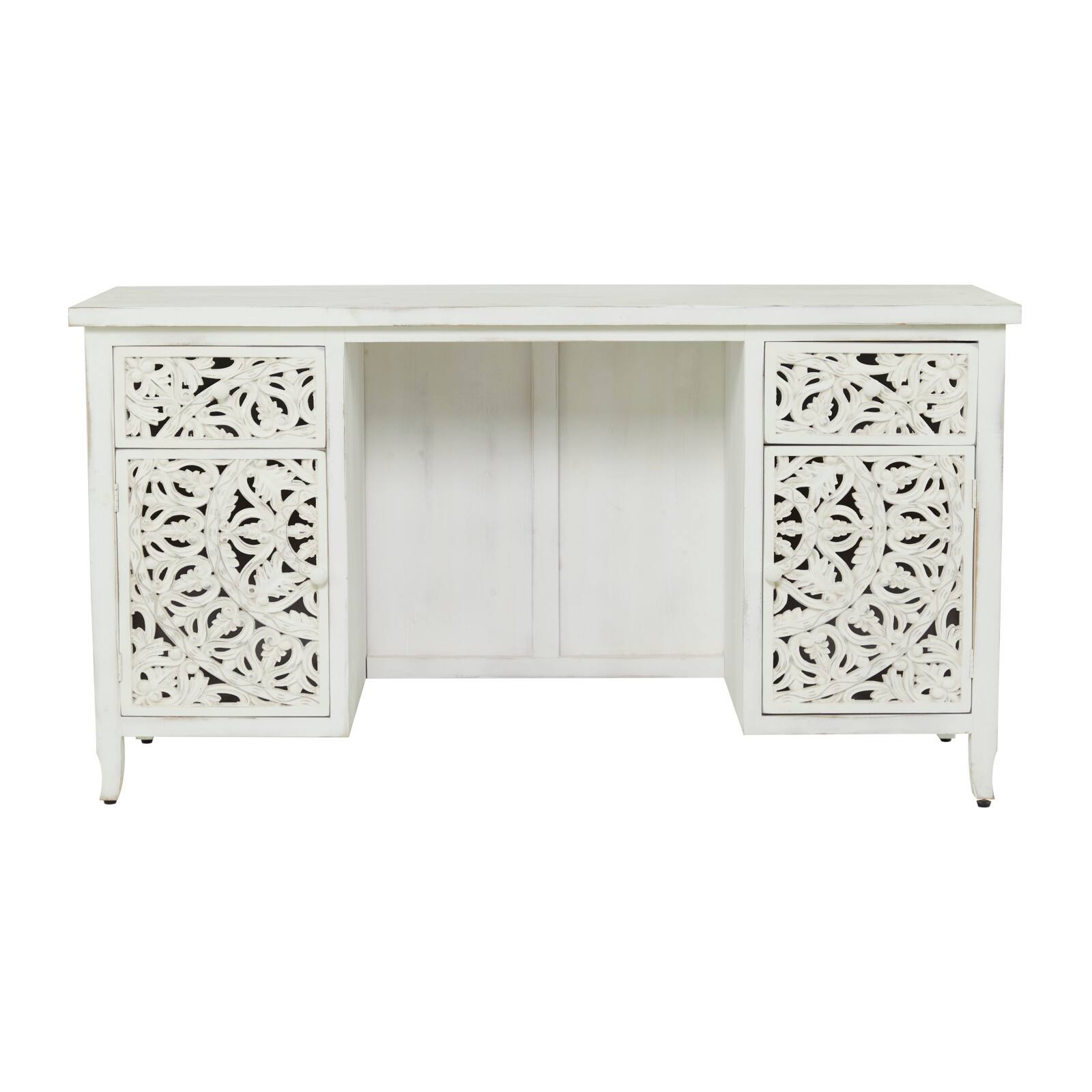 White Wood Traditional Desk 31" x 56" x 20"