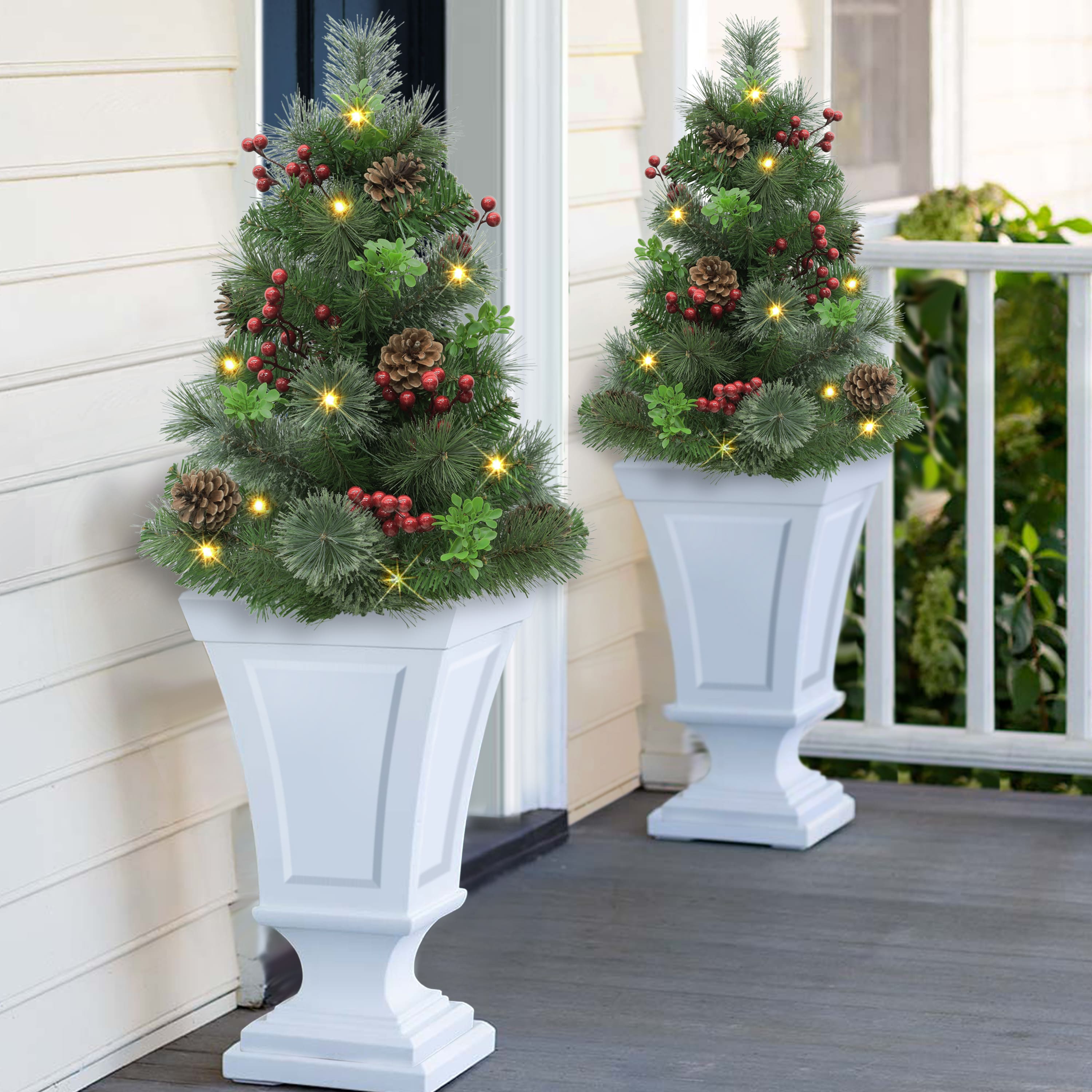 30&#x22; Pre-Lit Urn Filler with Battery-Operated Timer, 2ct.