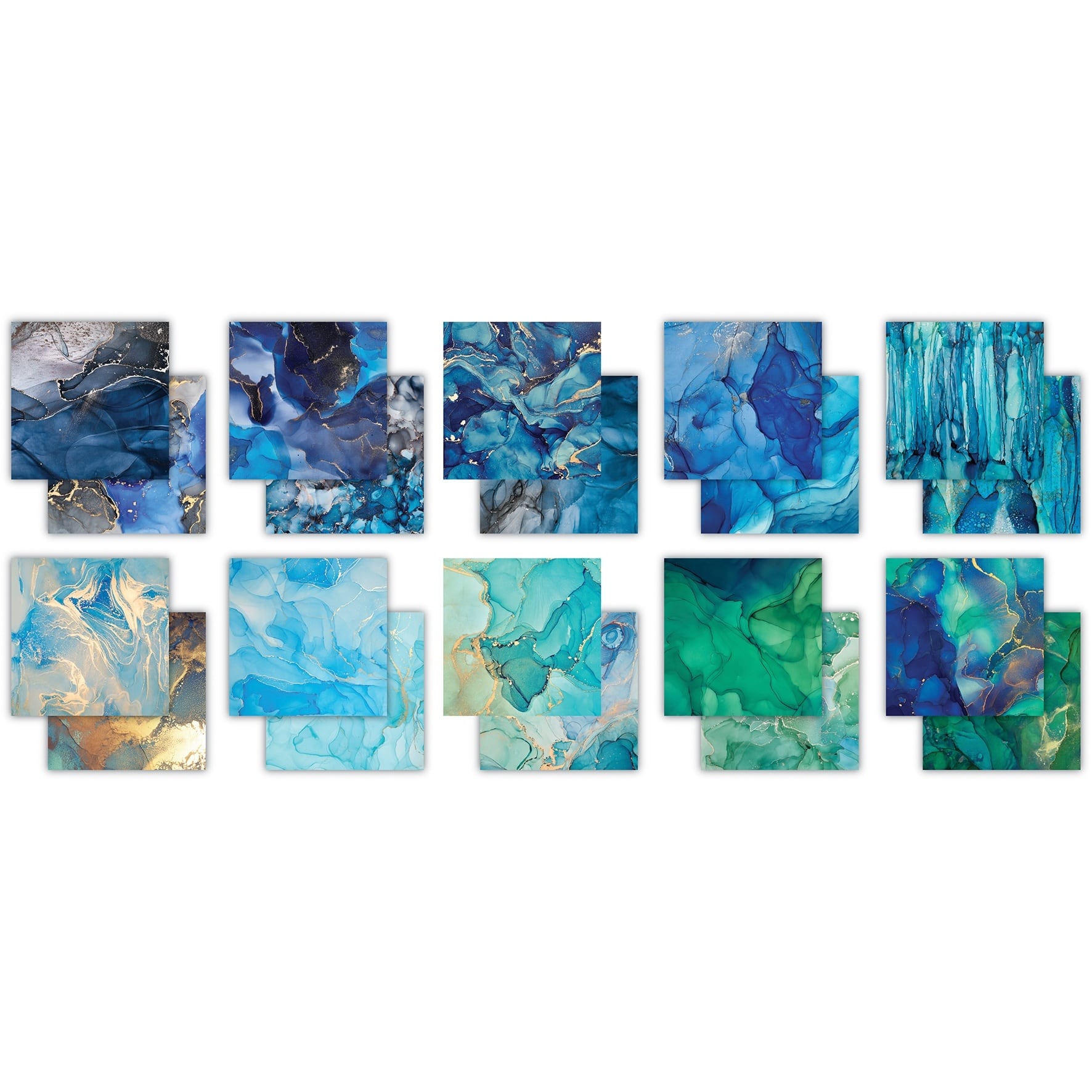 Craft Consortium Double-Sided Paper Pad 6&#x22; x 6&#x22; 40 ct. Ink Drops - Ocean, 20 Designs