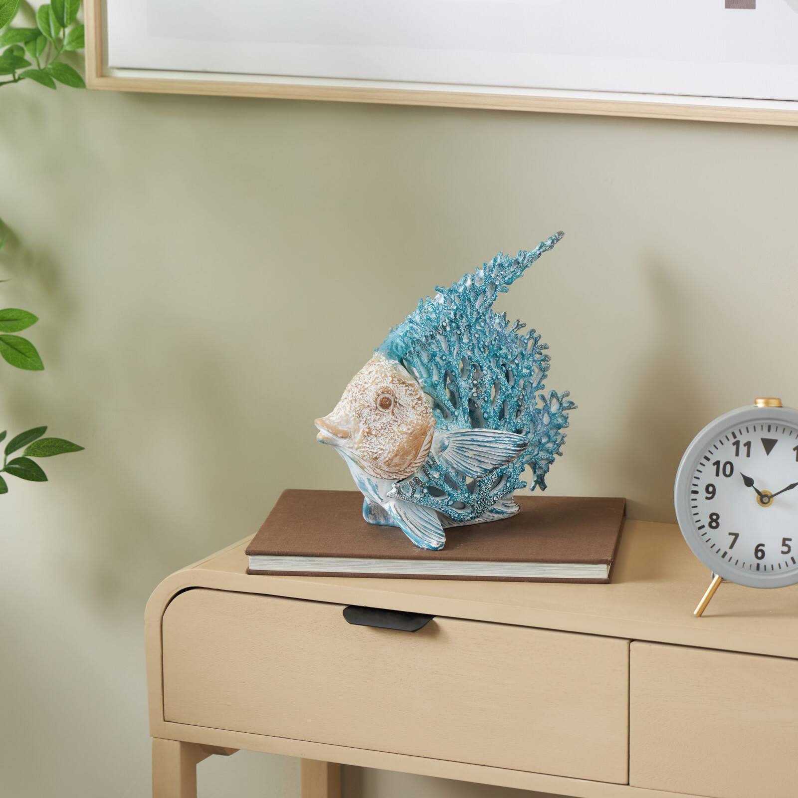 11" Textured Polystone Fish Sculpture with White Fins