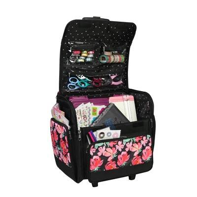 Everything Mary Floral Deluxe Papercraft Rolling Craft Case