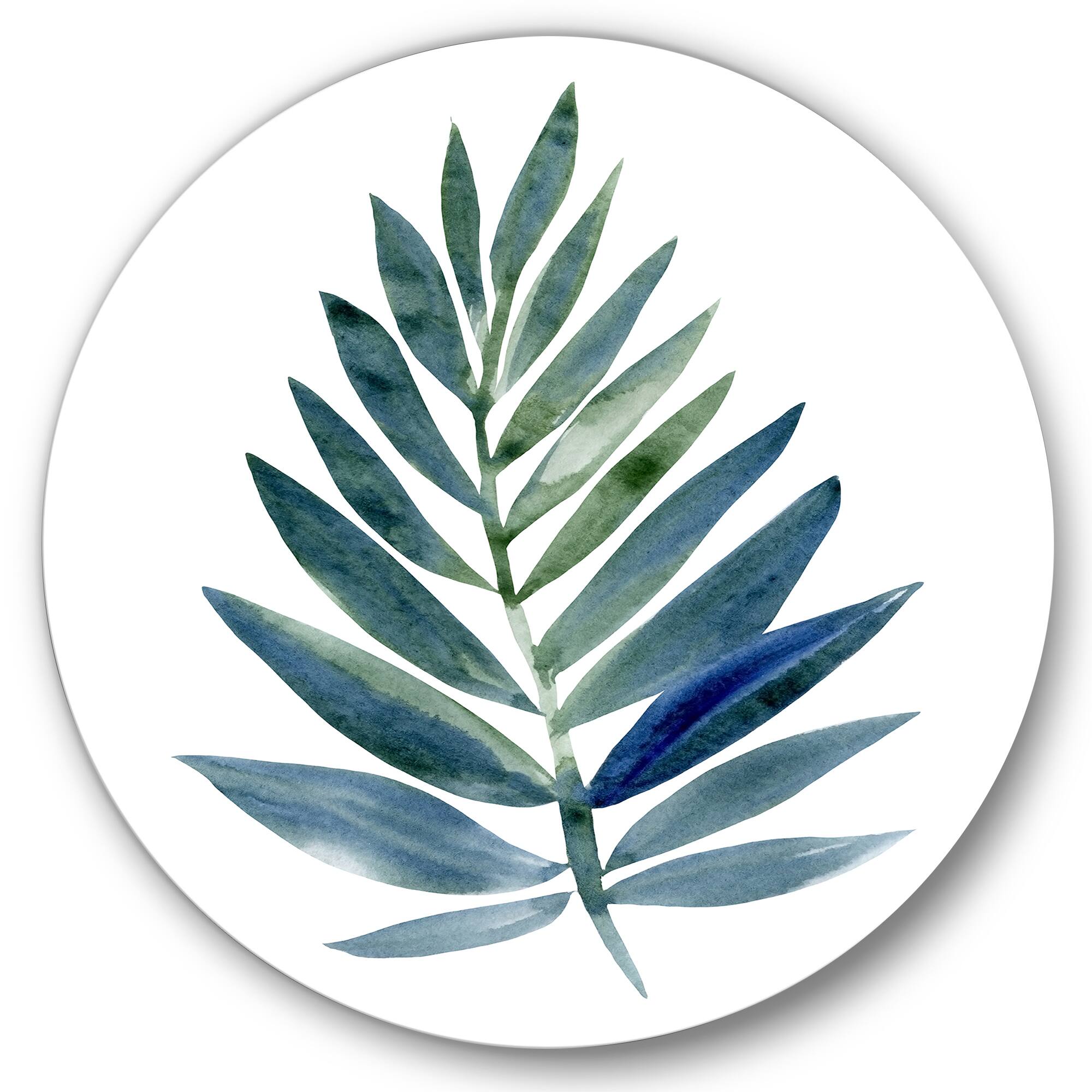 Designart - Tropical Green Leaf - Farmhouse Metal Circle Wall Art