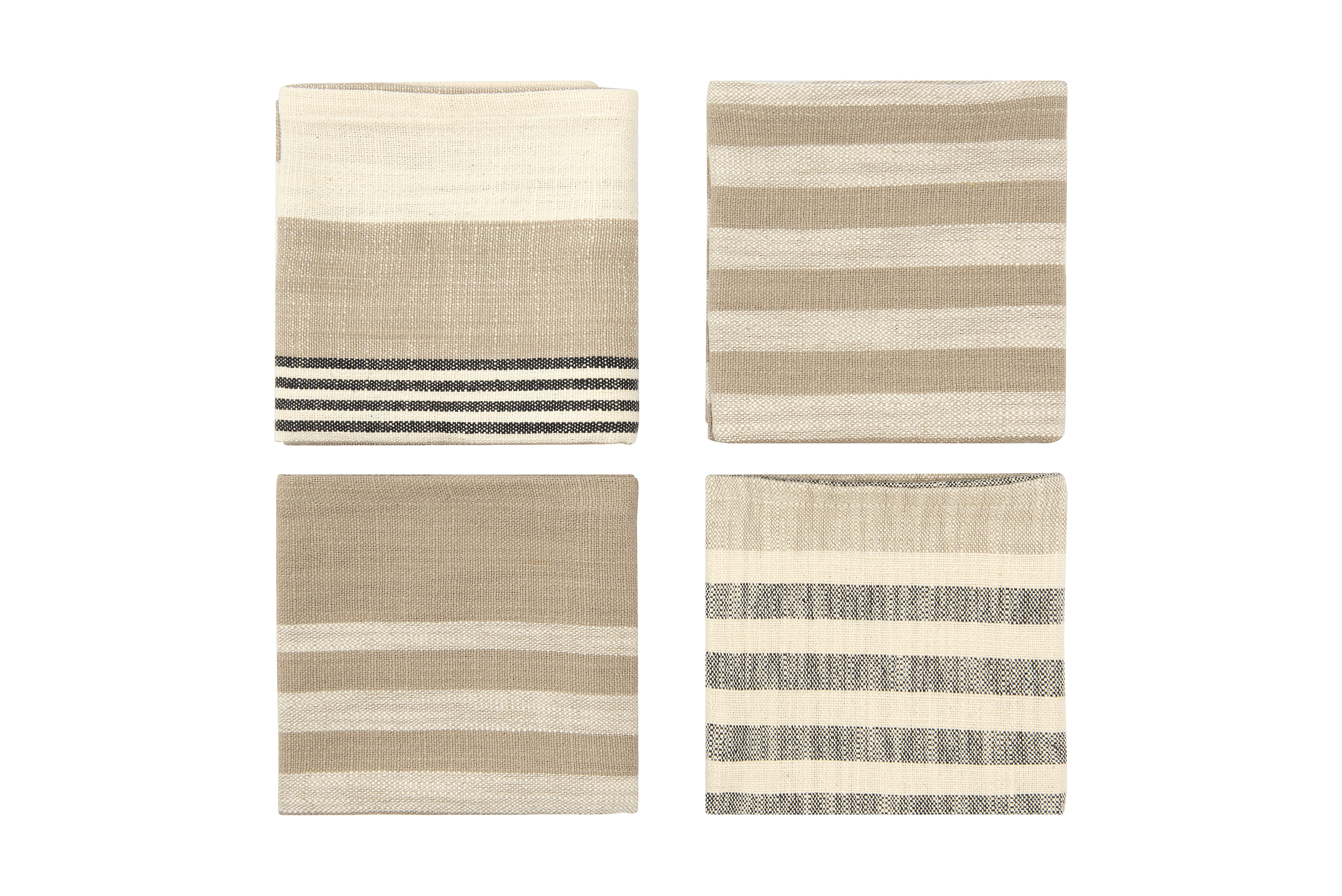Hello Honey® Taupe, Black & Cream Stripes Cotton Woven Napkin Set