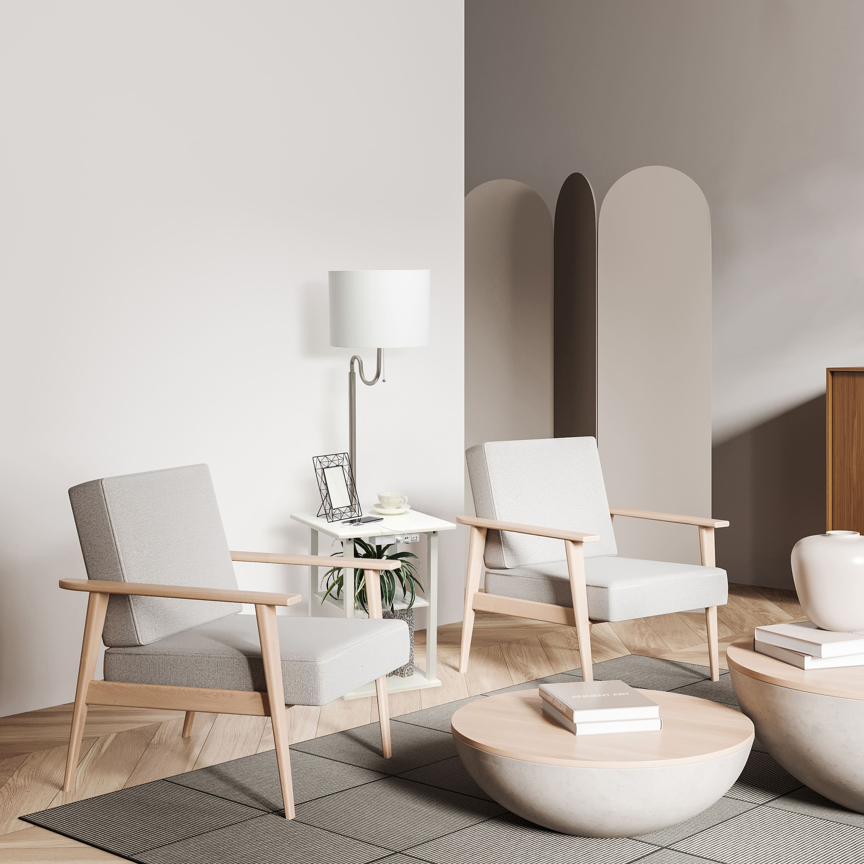 Simple Designs 57" 2 Tier Floor Lamp with USB & Outlet