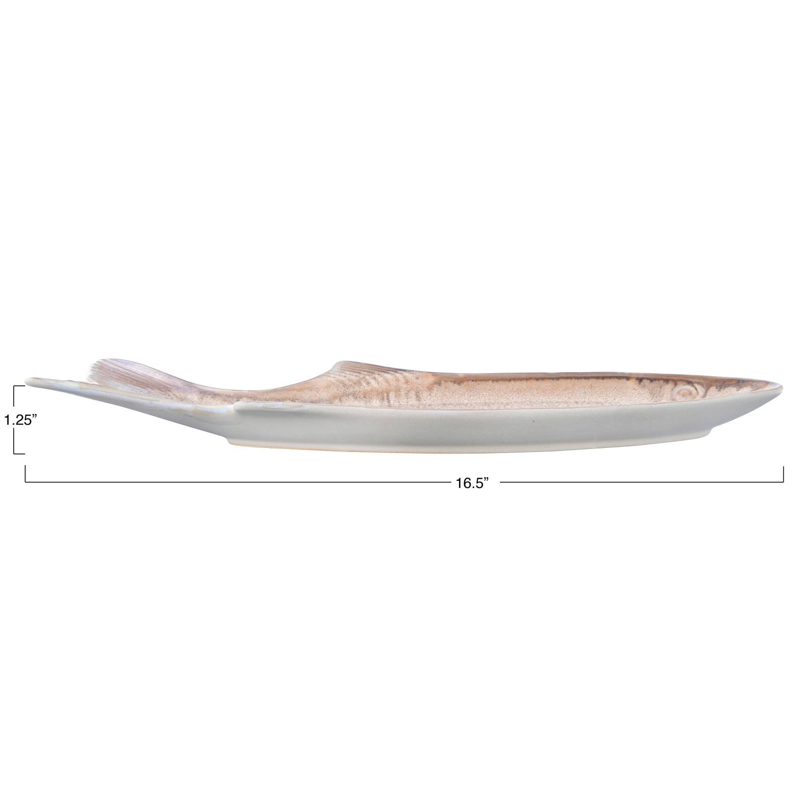 Hello Honey® 16.5" Fish-Shaped Stoneware Dish with Reactive Glaze Finish