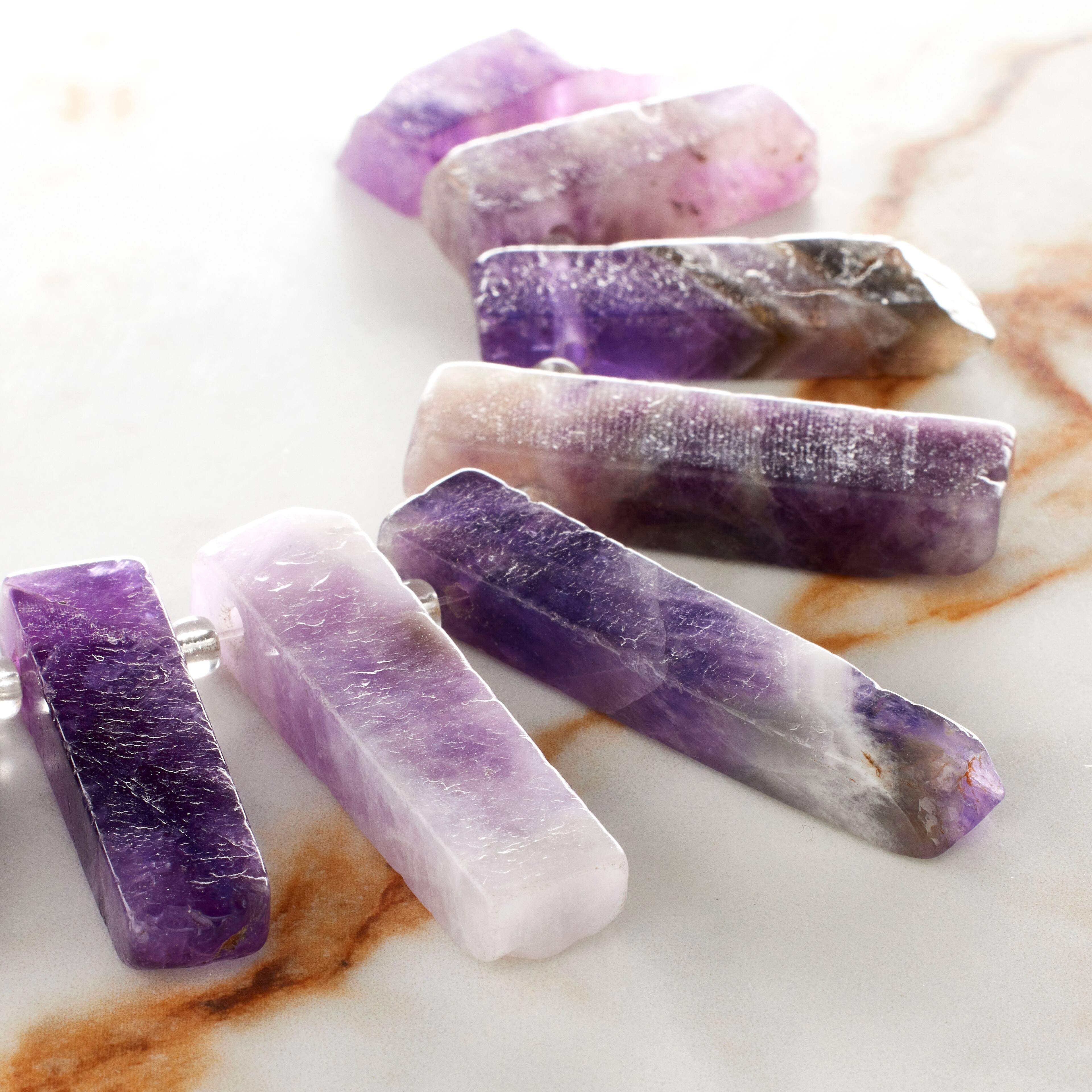 12 Pack: Sedona Amethyst Stick Beads, 25mm by Bead Landing&#x2122;