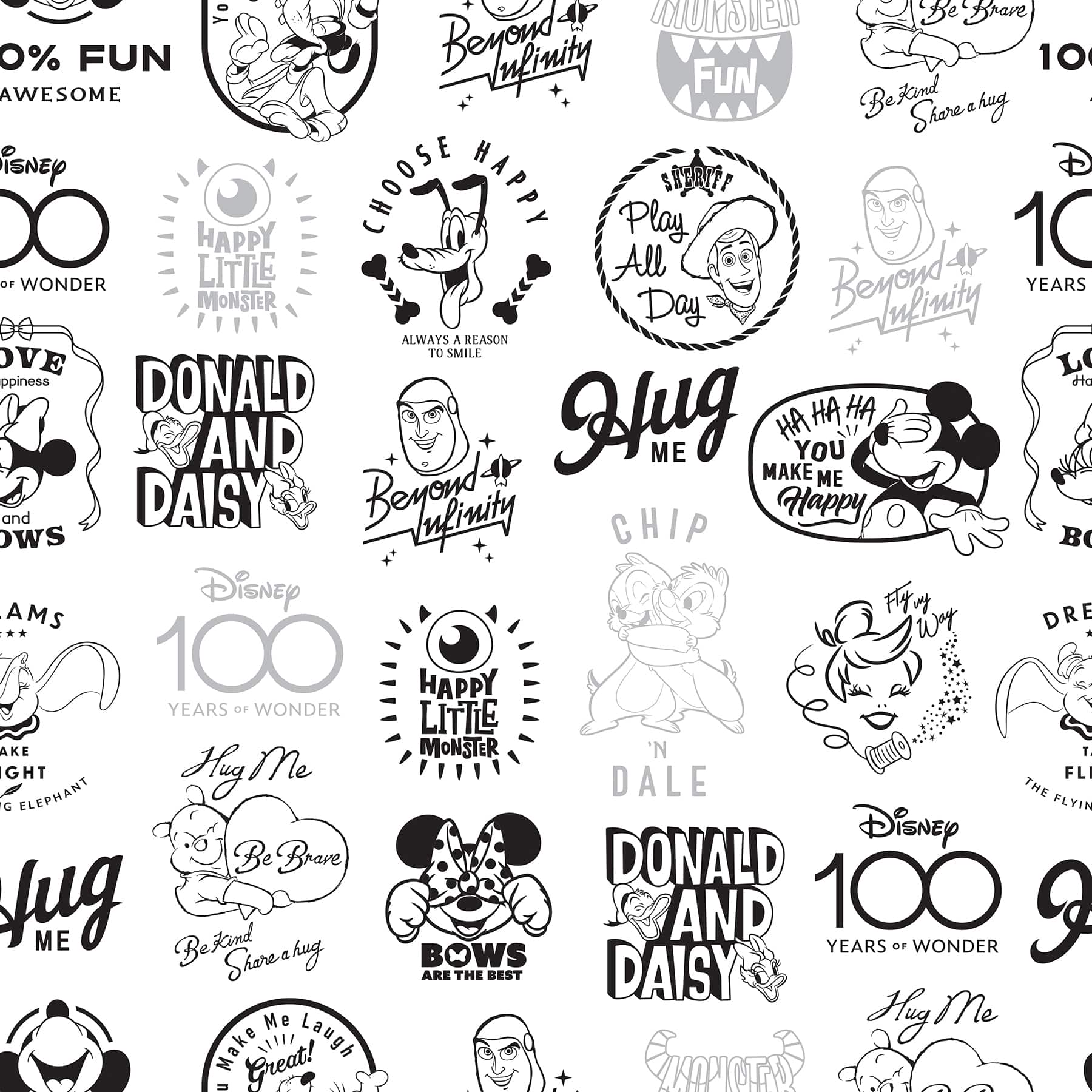 RoomMates Disney 100th Anniversary Icons Black Peel &#x26; Stick Wallpaper