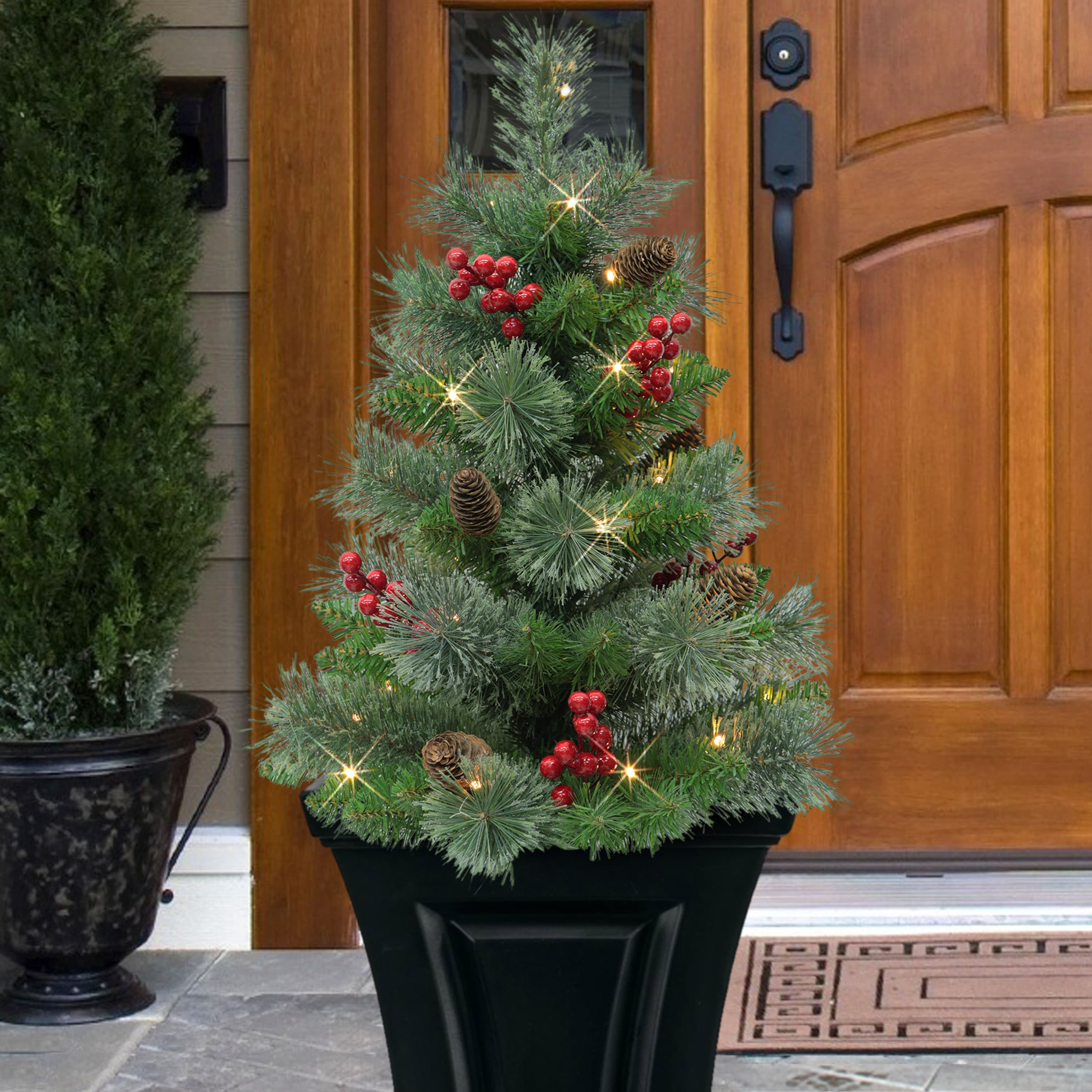 30" Pre-Lit Urn Filler with Battery-Operated Timer Set