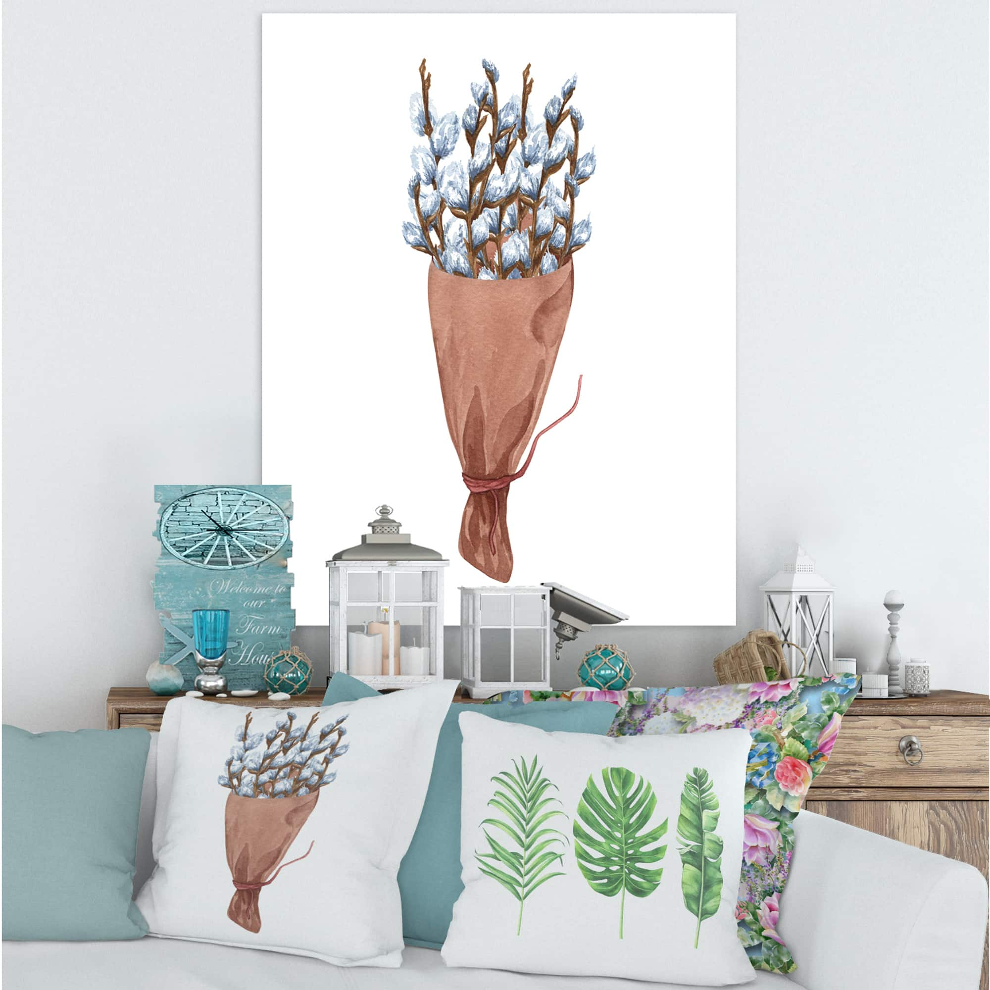 Designart - Bunch of Willow Twigs I - Farmhouse Canvas Wall Art Print