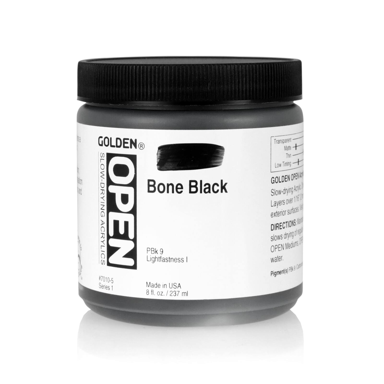 Golden OPEN Acrylics 8 oz Paint in Bone Black