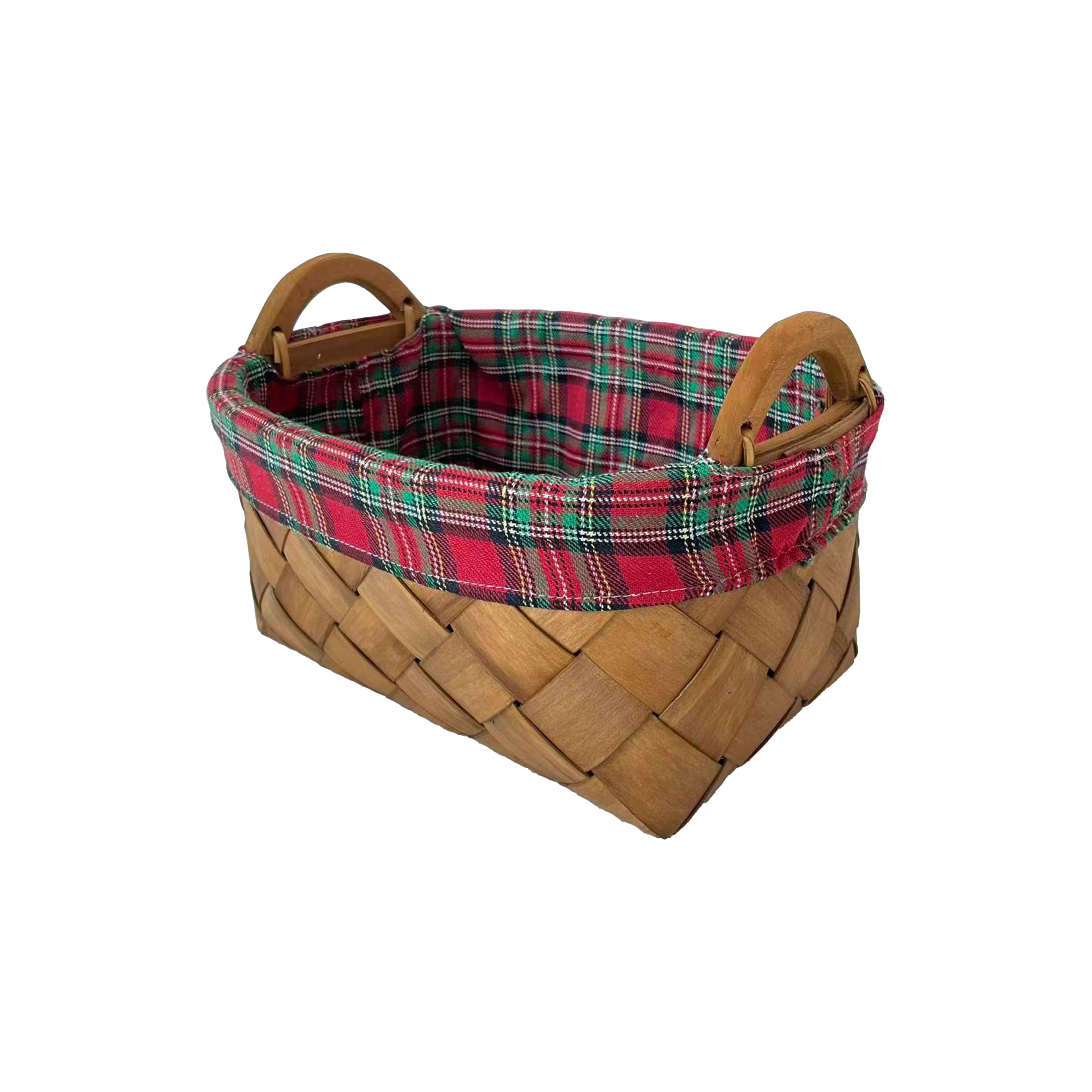 Plaid Lined Oval Chipwood Basket by Ashland