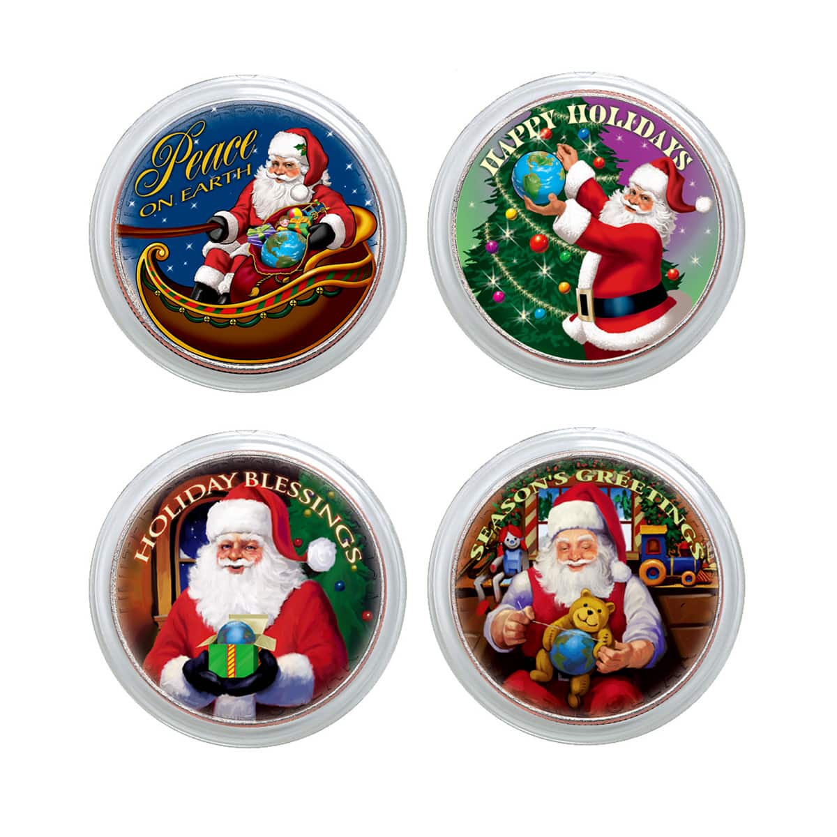 Santa Coin Collection in Christmas Stocking