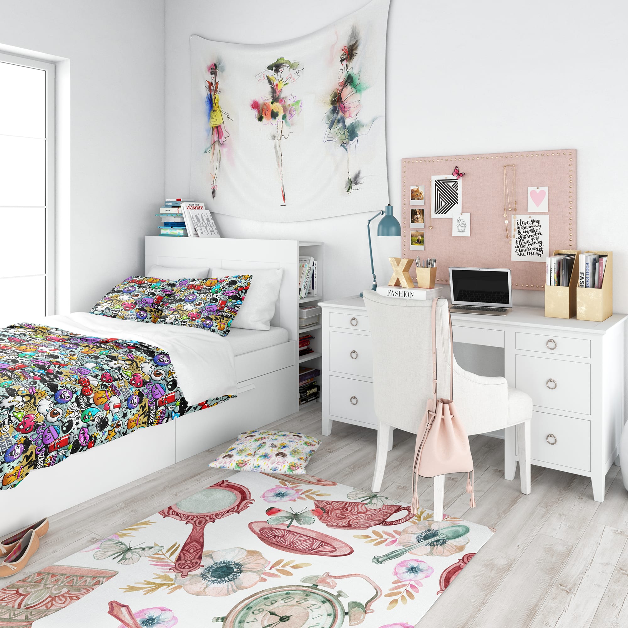 Designart &#x27;Graffiti Texture&#x27; Modern Teen Bedding Set - Duvet Cover &#x26; Shams