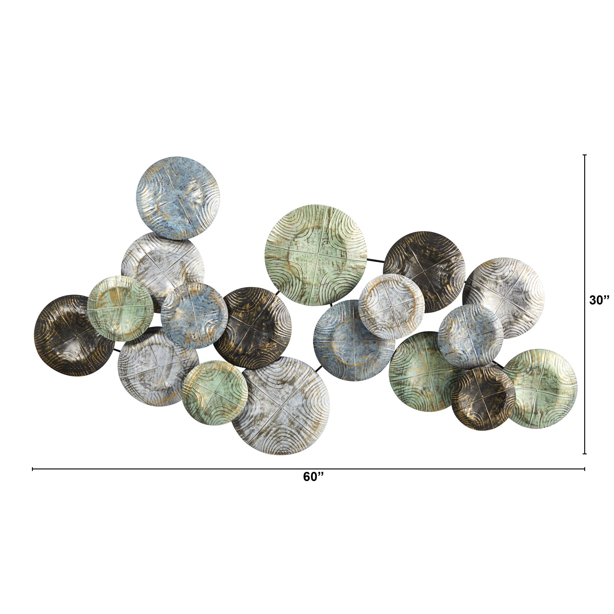 5ft. x 2.5ft. Embossed Metal Disc Wall Art Decor