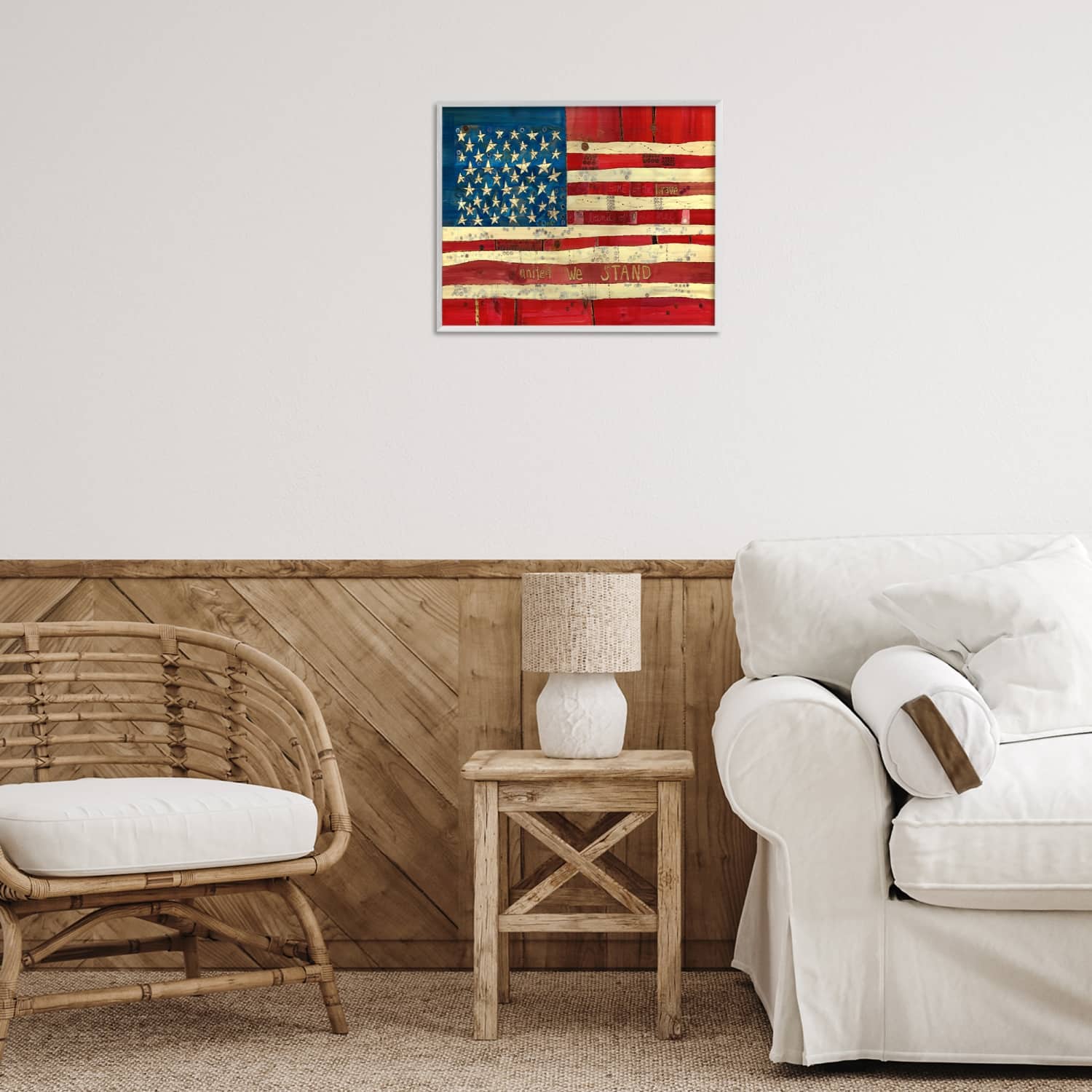 Stupell Industries United We Stand Independence Day Festive American Flag Framed Giclee Art