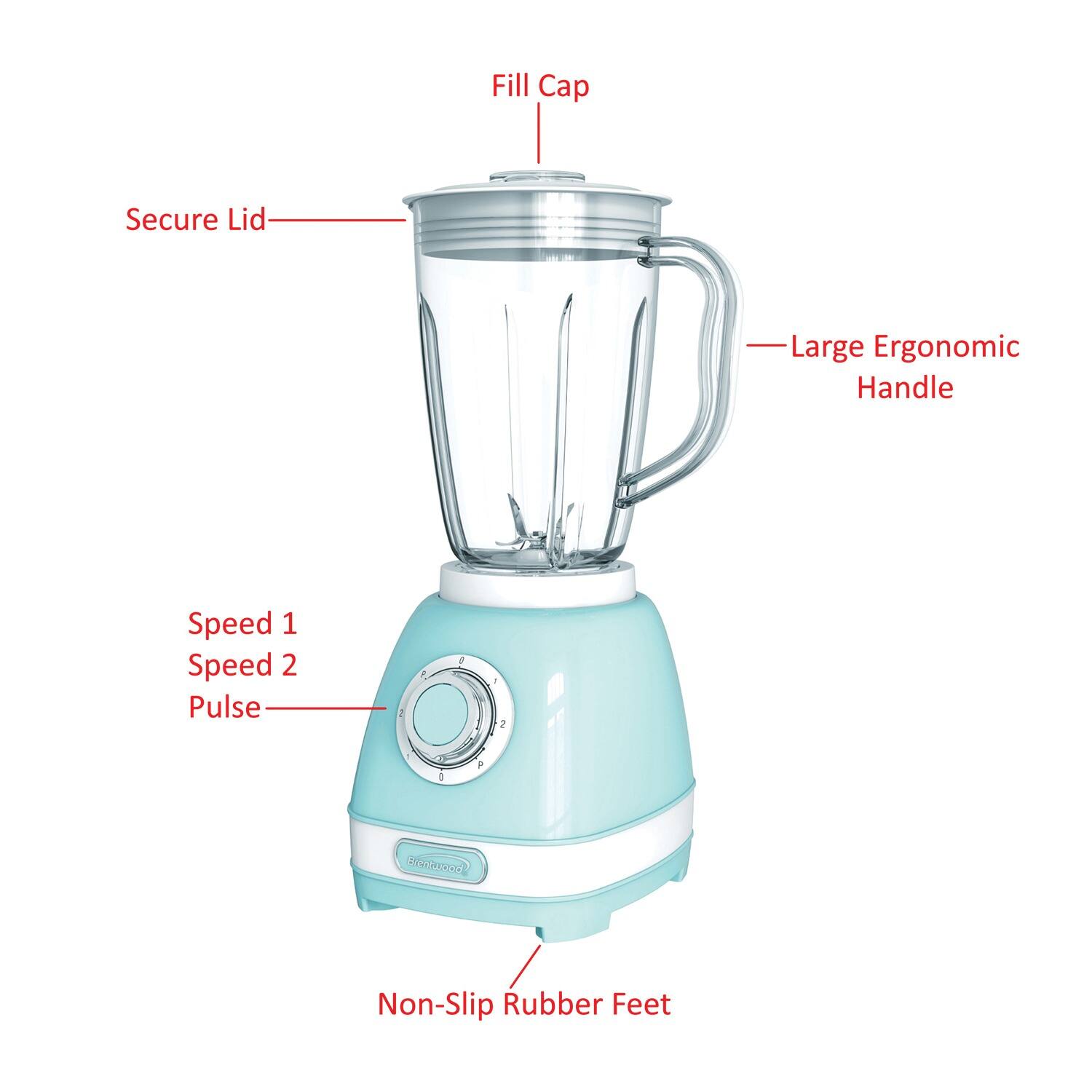 Brentwood 2 Speed Retro Blender with 50oz. Plastic Jar