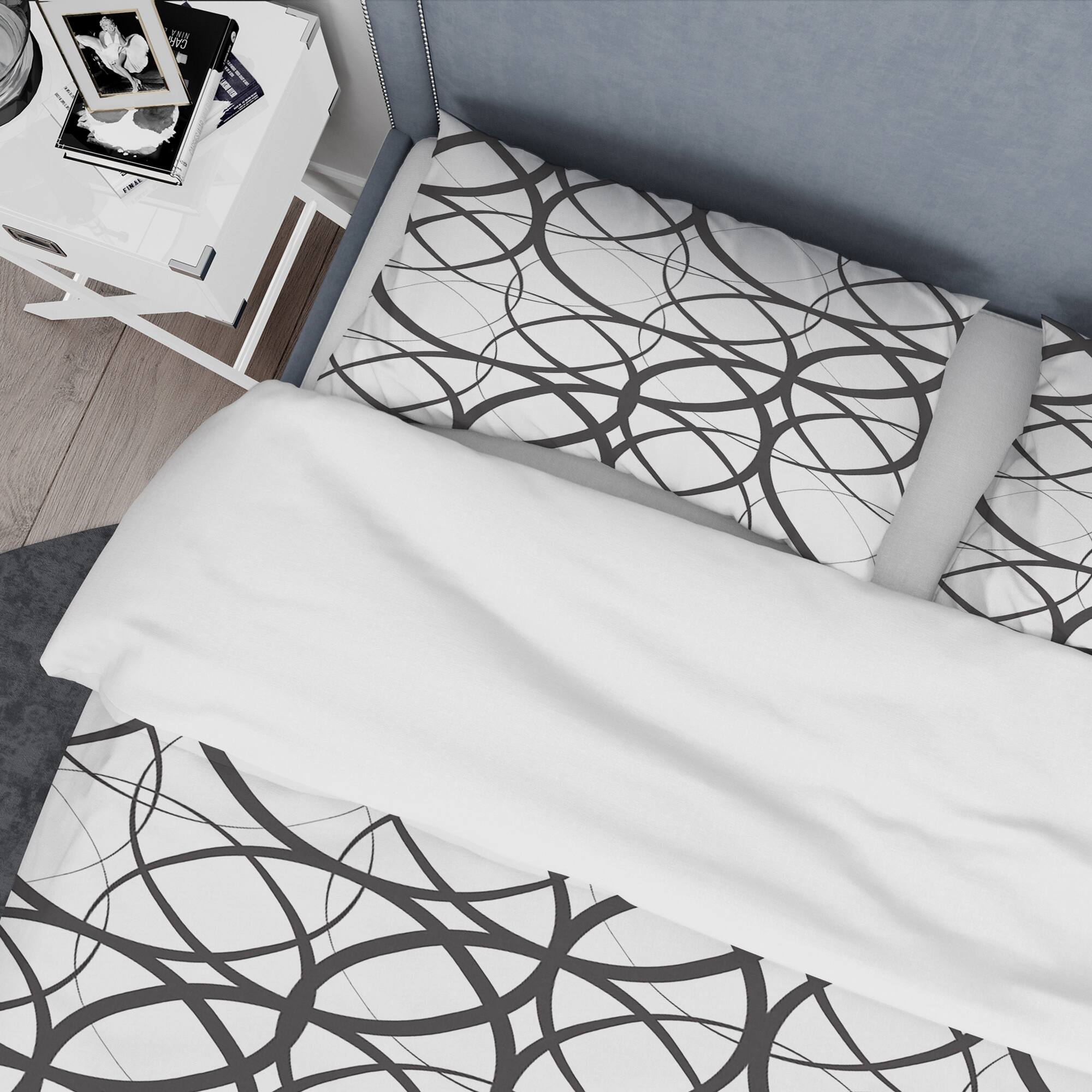 Designart &#x27;Monochrome Geometric Pattern&#x27; Mid-Century Duvet Cover Set