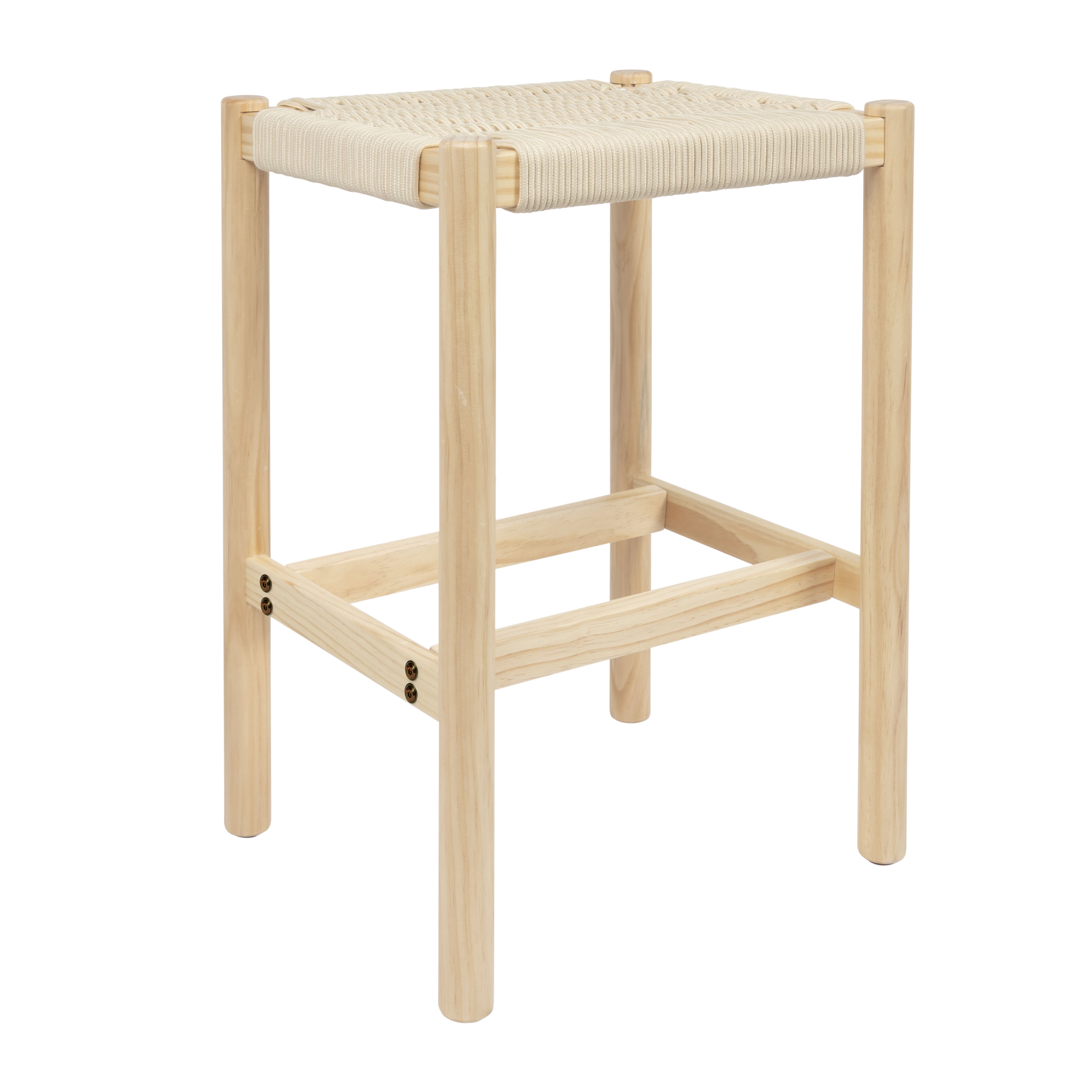 Hello Honey&#xAE; Fernway 25&#x22; Solid Wood and Woven Rope Counter Height Stool