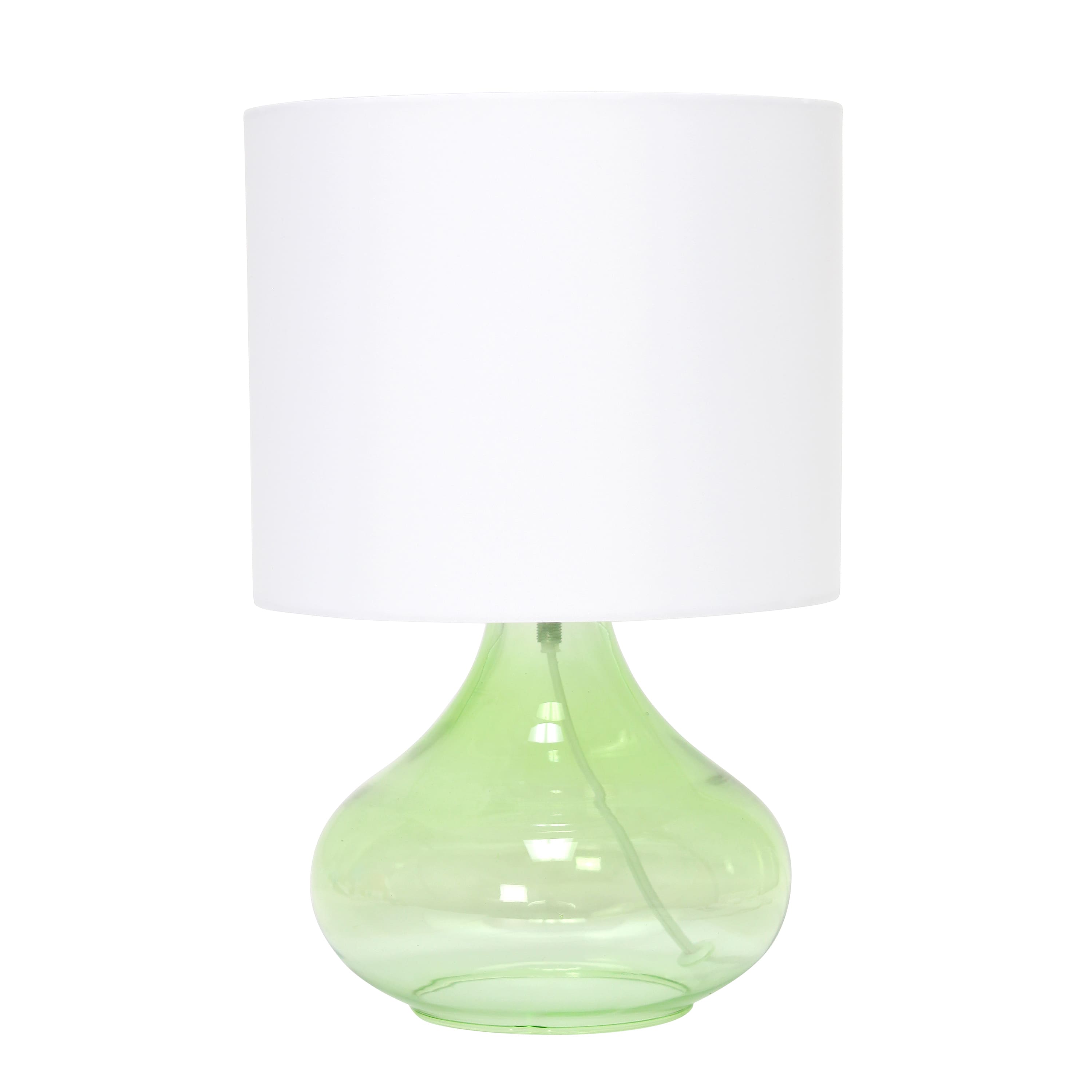Simple Designs Green & White Glass Raindrop Table Lamp