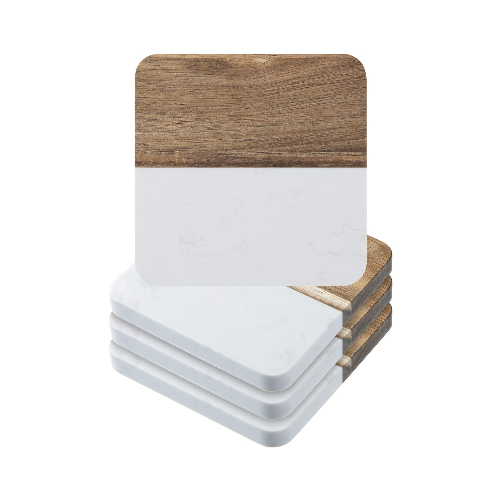 Craft Express 4ct. 3.93" x 3.93" Coaster Marble & Wood Laserable Square
