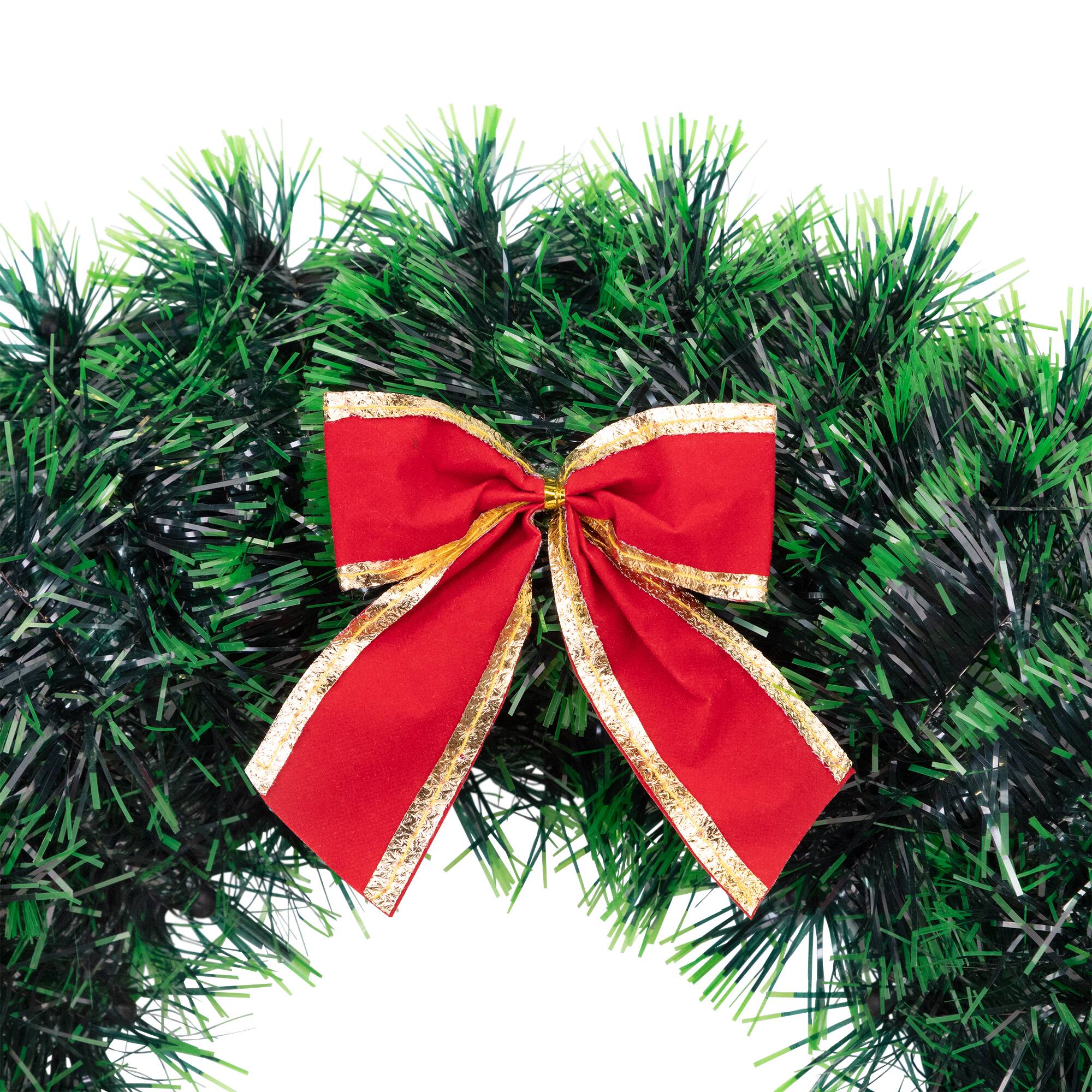 17" Green Tinsel Artificial Christmas Wreath with Bow