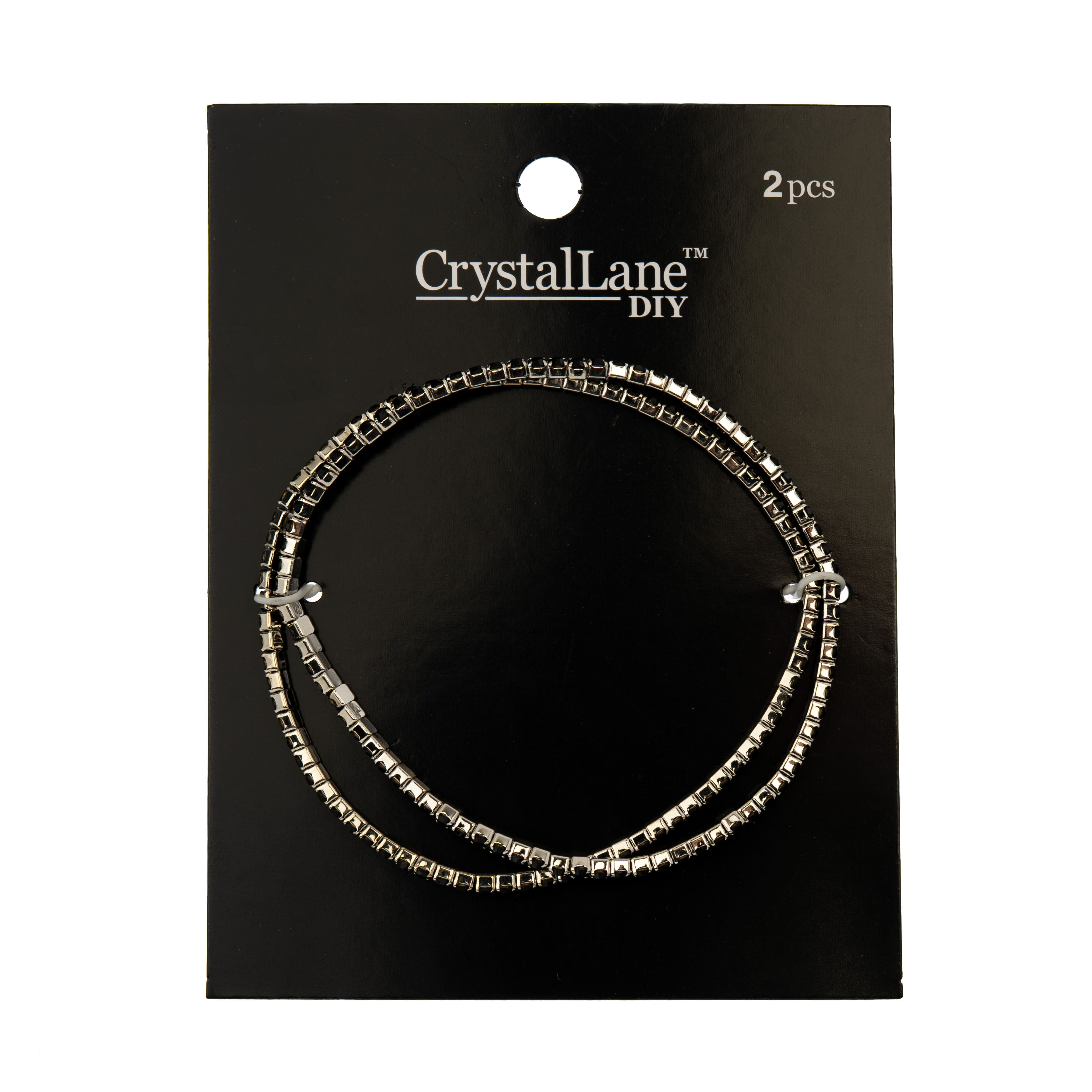 Crystal Lane DIY Silver &#x26; Jet Black Rhinestones Bracelets, 2ct.