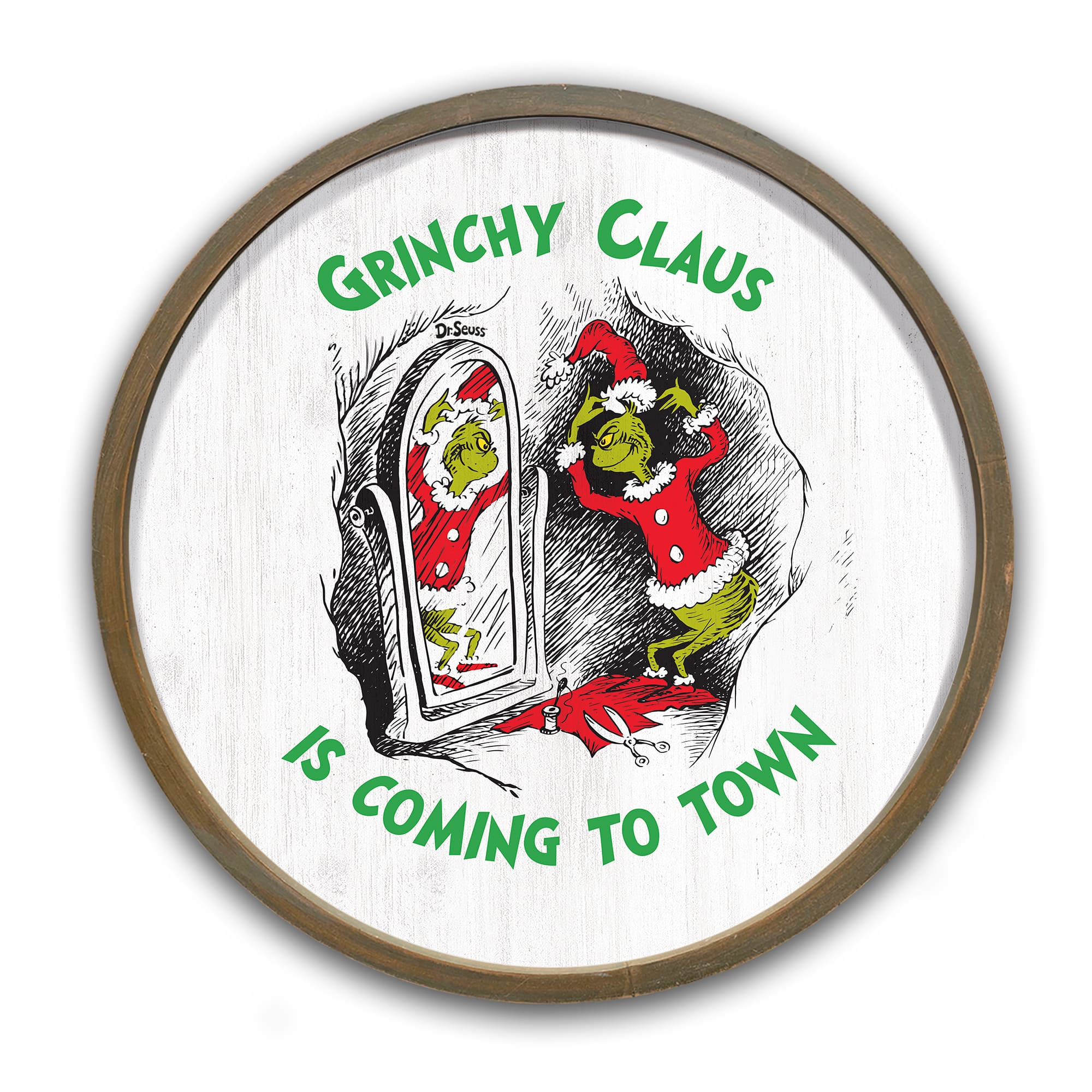 20" The Grinch Grinchy Round Framed Print