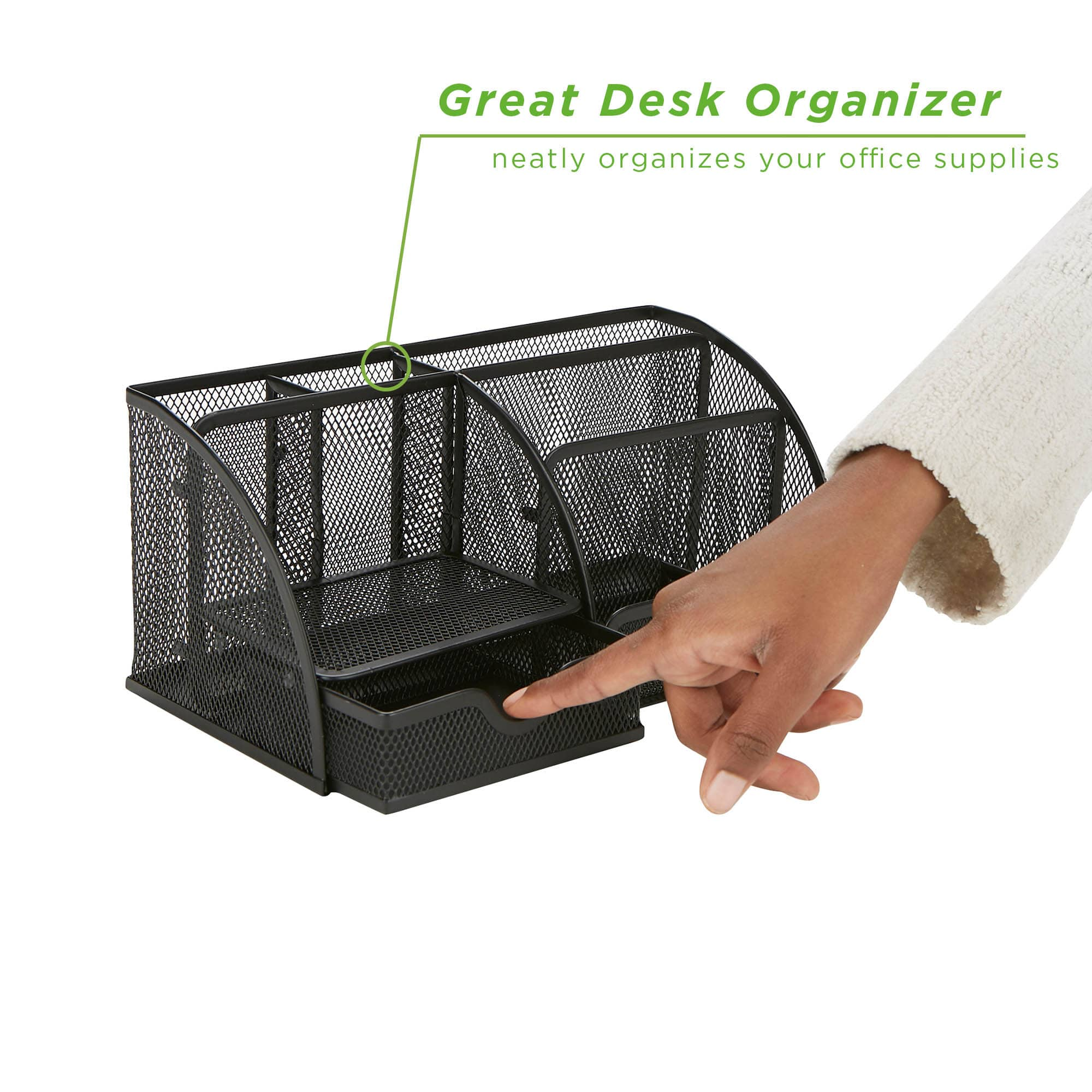 Mind Reader 7-Compartment Desk Organizer Supplies &#x26; Accessories Storage