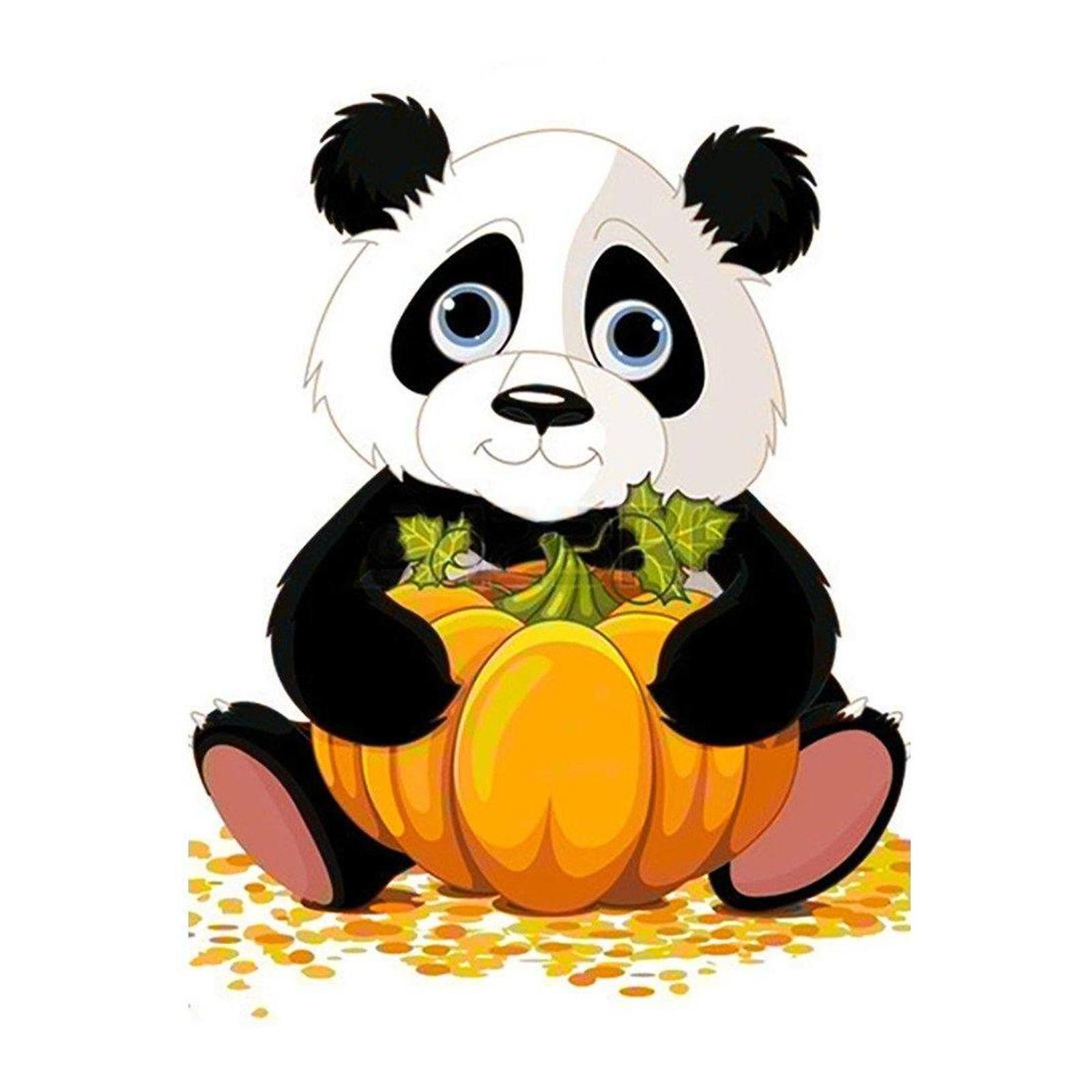 Wizardi Diamond Painting Kit Panda With Pumpkin