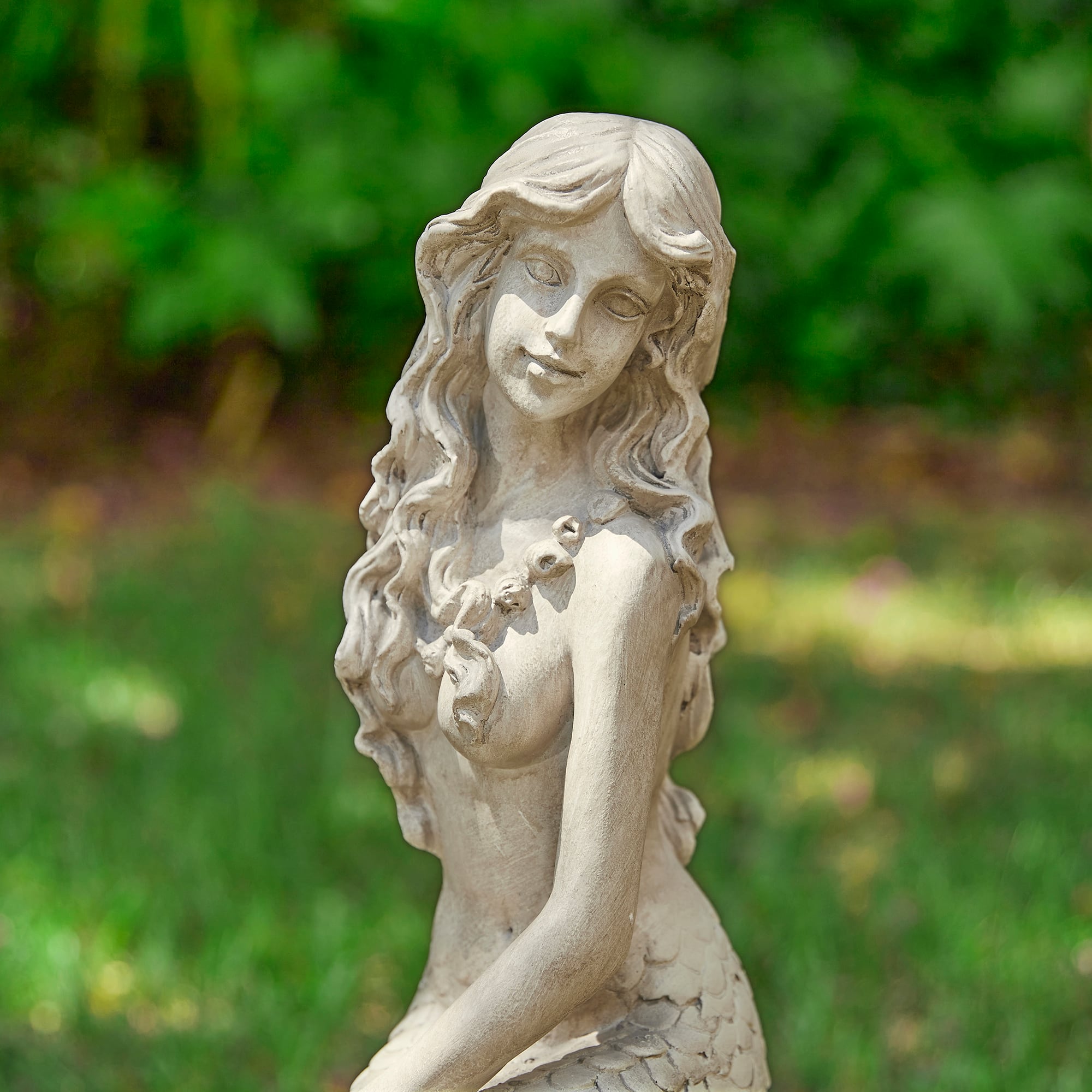 Glitzhome® 20" MGO Mermaid Garden Statue
