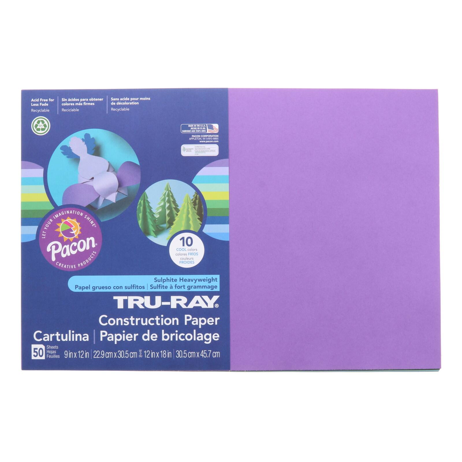 Pacon® Tru-Ray 12" x 18" Cool Colors Construction Paper, 50 Sheets