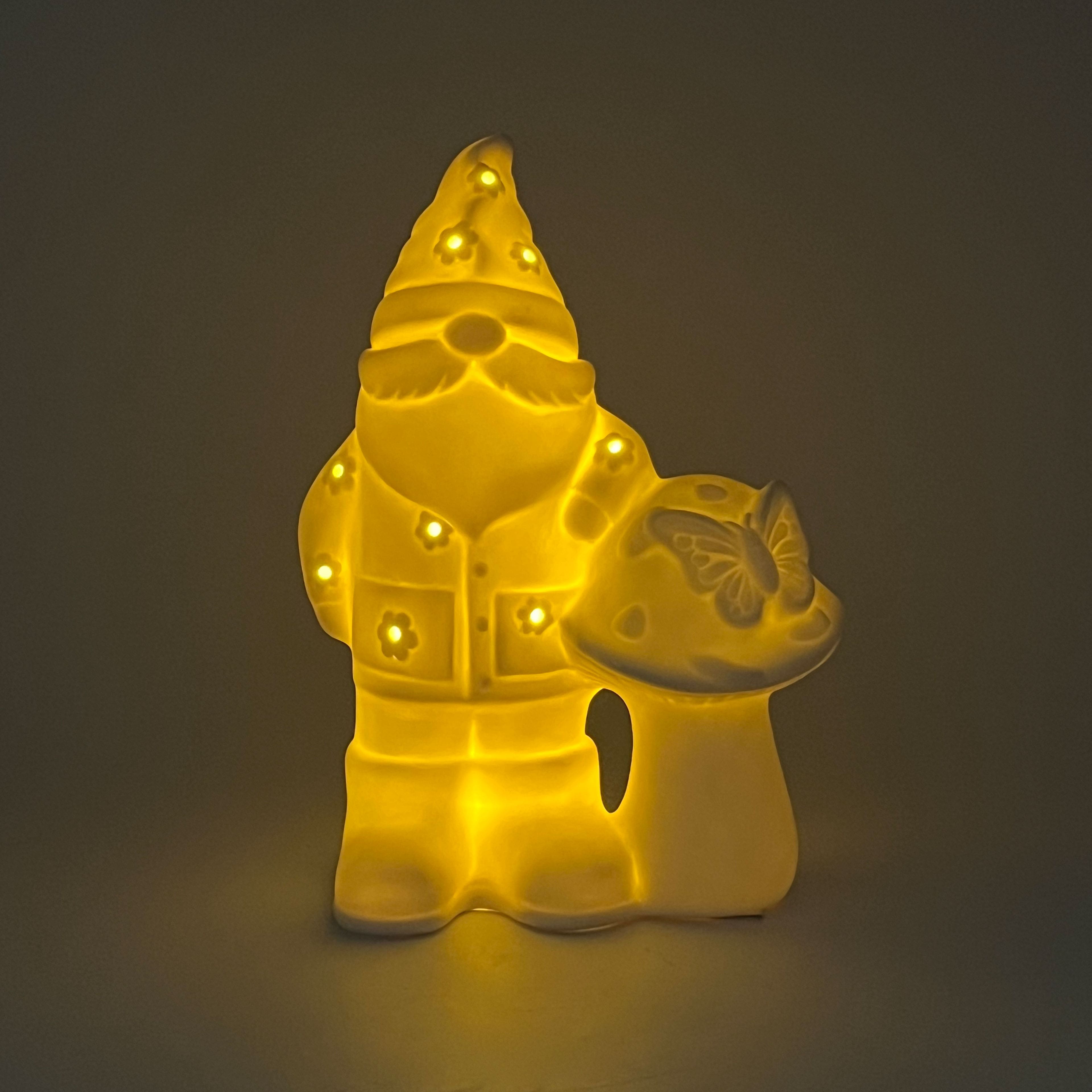 8&#x22; Unfinished Gnome Mushroom DIY LED Ceramic D&#xE9;cor by Make Market&#xAE;