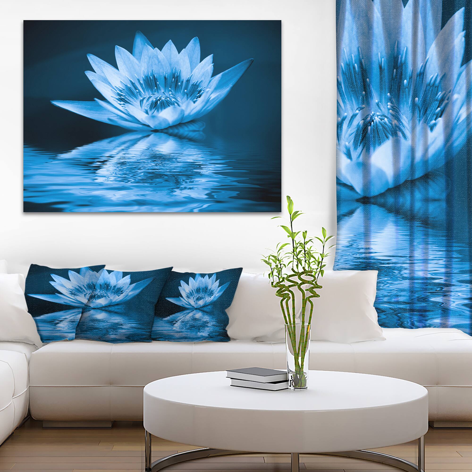 Designart - Blue Water Lily - Floral Art Canvas Print